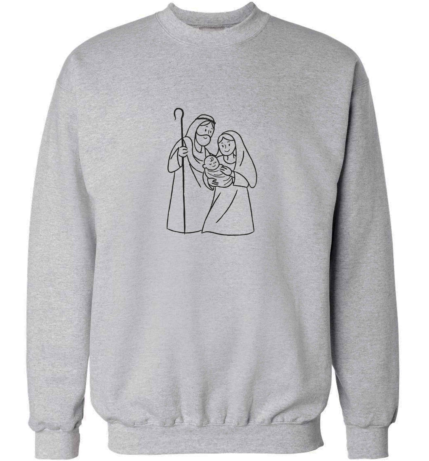 Jesus Mary and joseph adult's unisex grey sweater 2XL