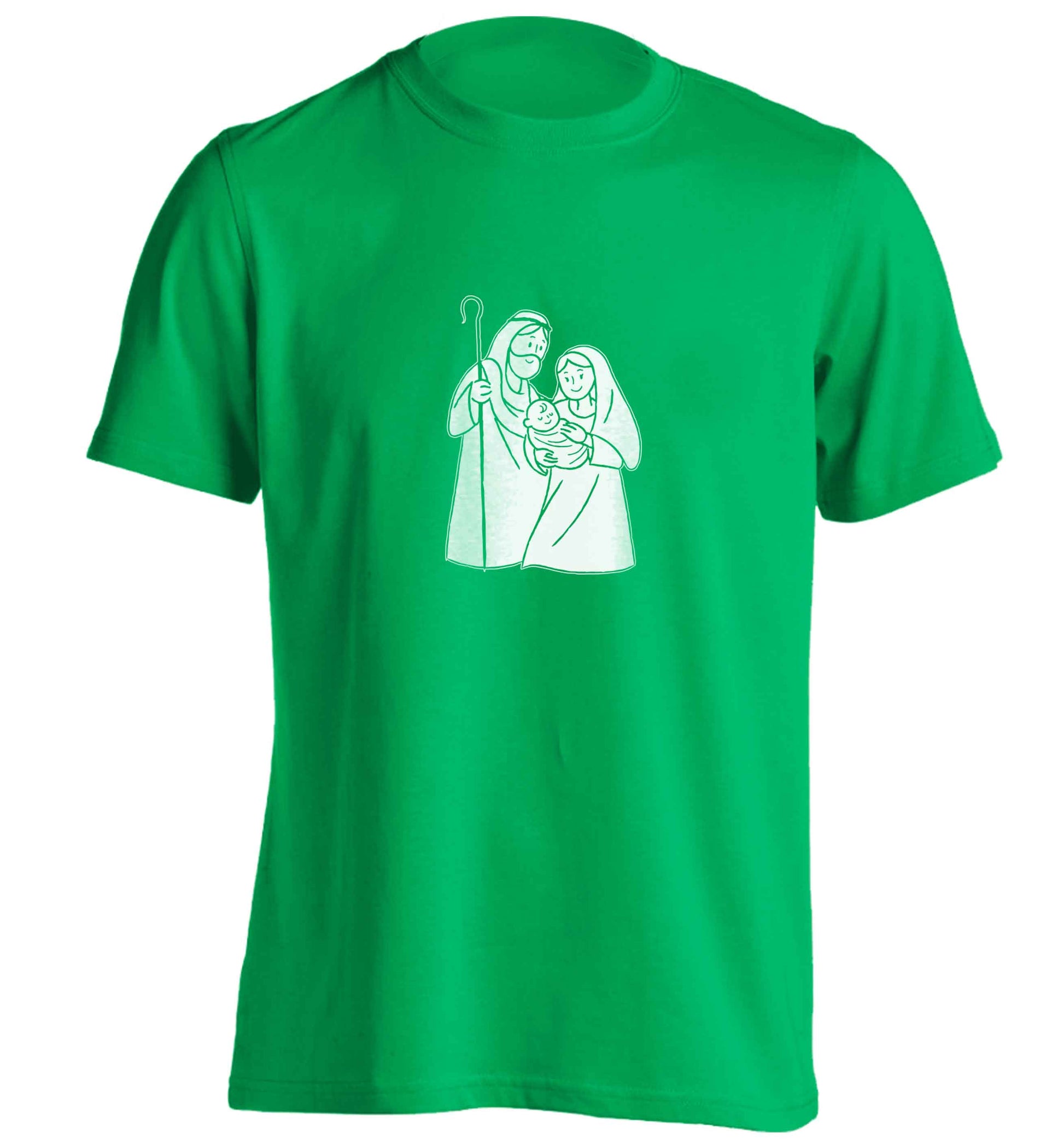 Jesus Mary and joseph adults unisex green Tshirt 2XL