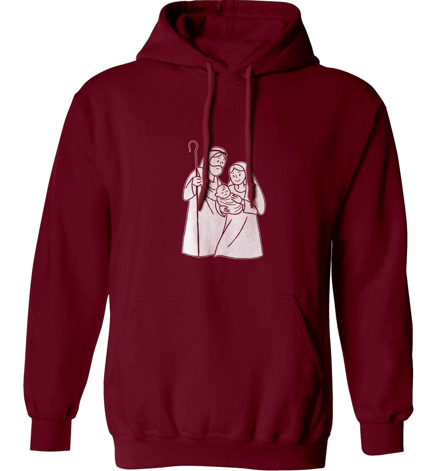 Jesus Mary and joseph adults unisex maroon hoodie 2XL