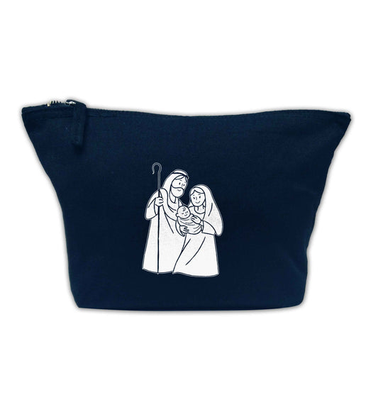 Jesus Mary and joseph navy makeup bag