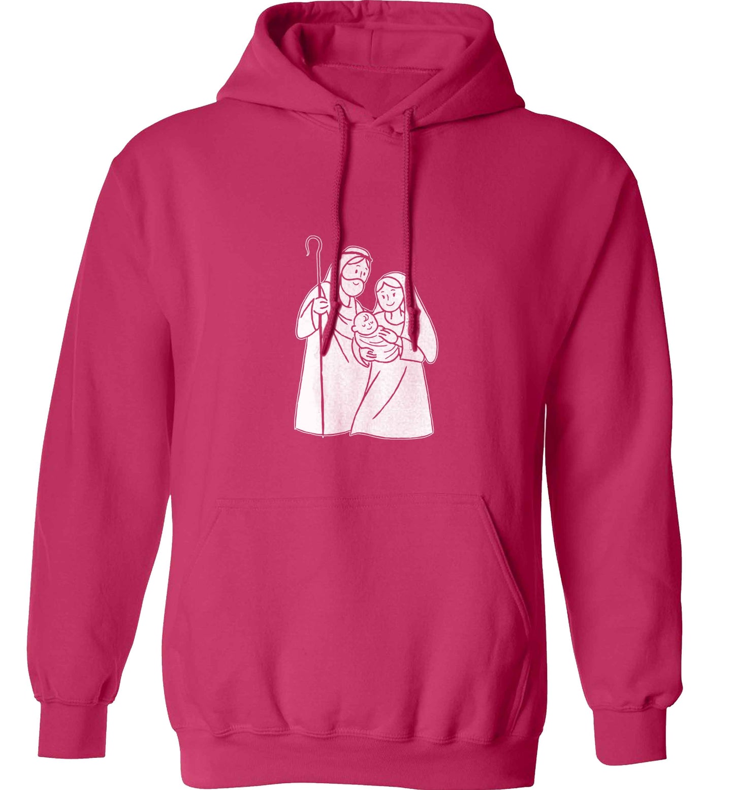 Jesus Mary and joseph adults unisex pink hoodie 2XL