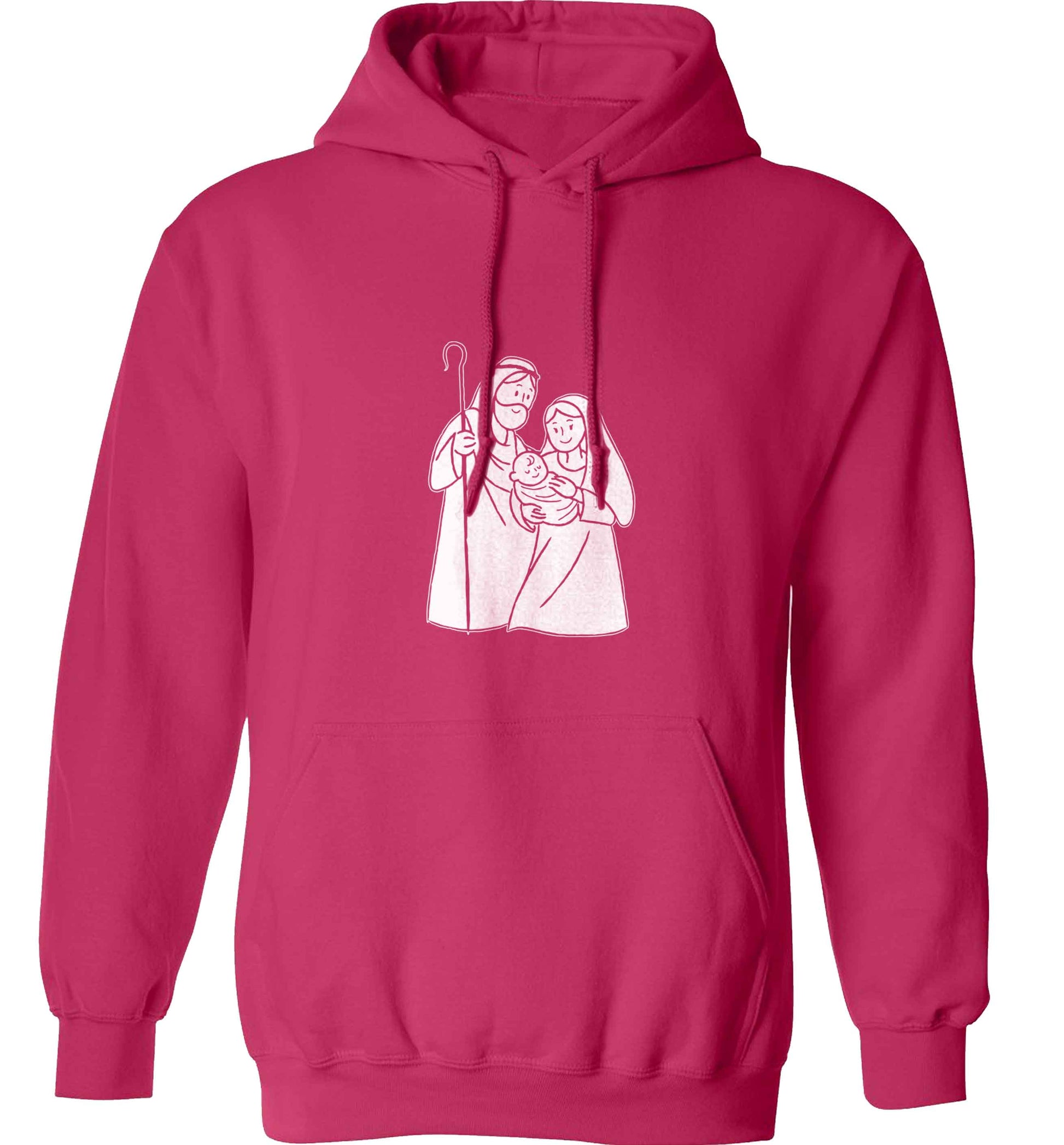 Jesus Mary and joseph adults unisex pink hoodie 2XL