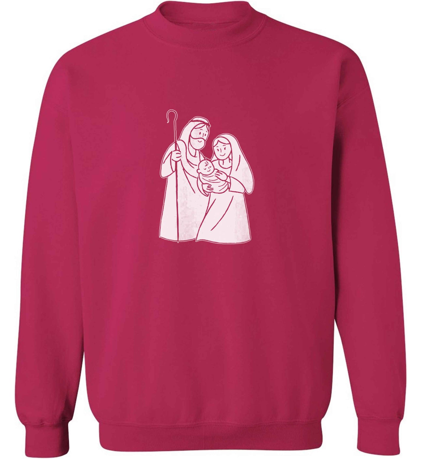 Jesus Mary and joseph adult's unisex pink sweater 2XL