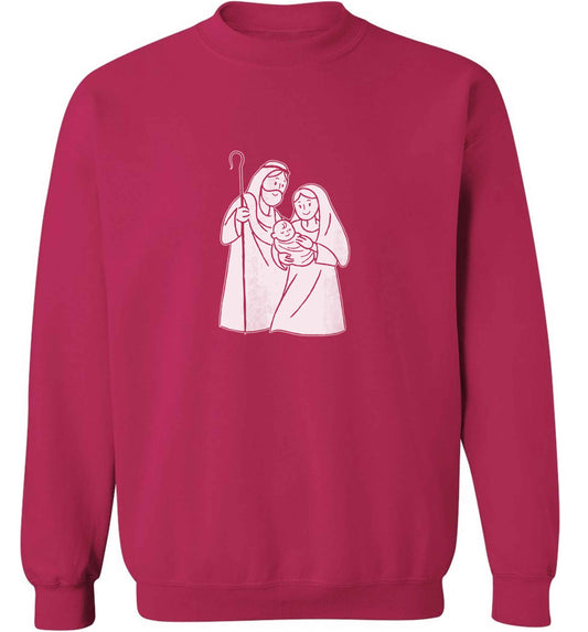 Jesus Mary and joseph adult's unisex pink sweater 2XL