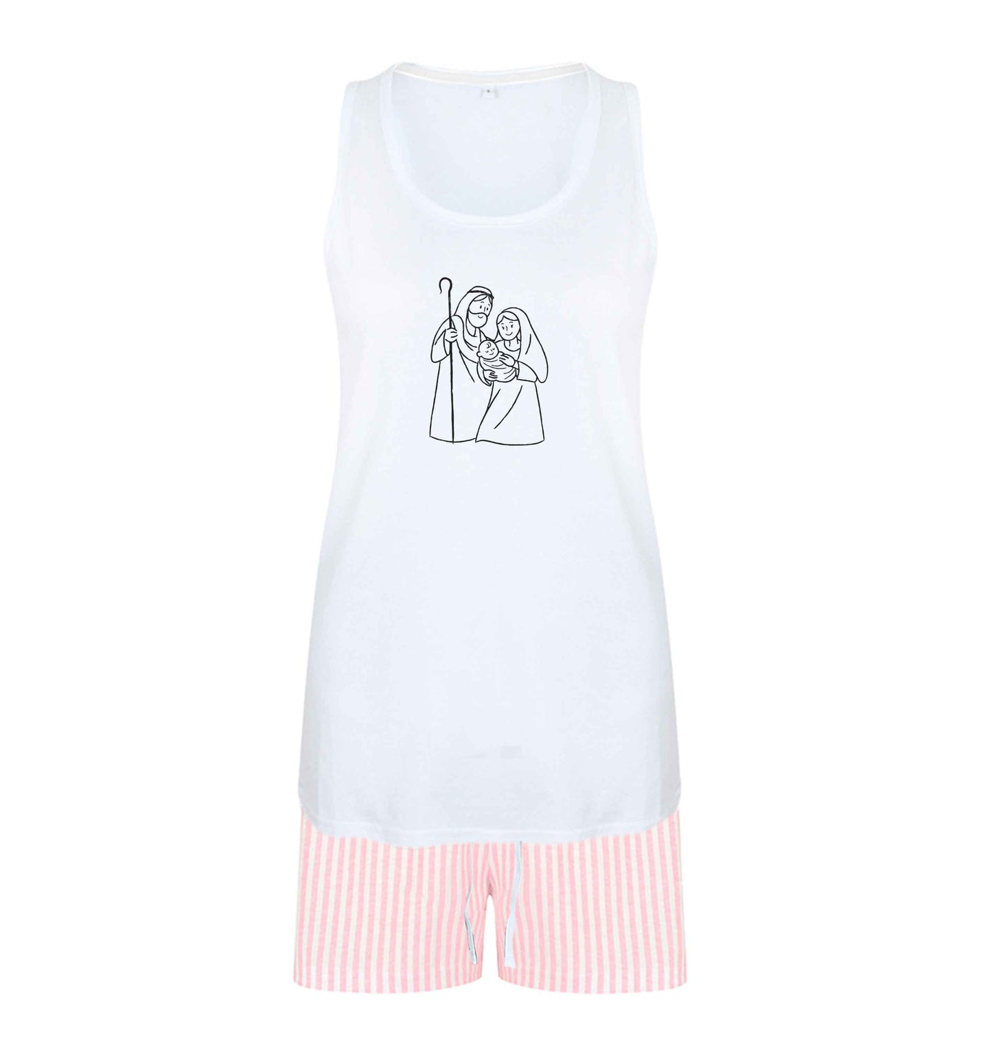Jesus Mary and joseph size XL women's pyjama shorts set in pink 