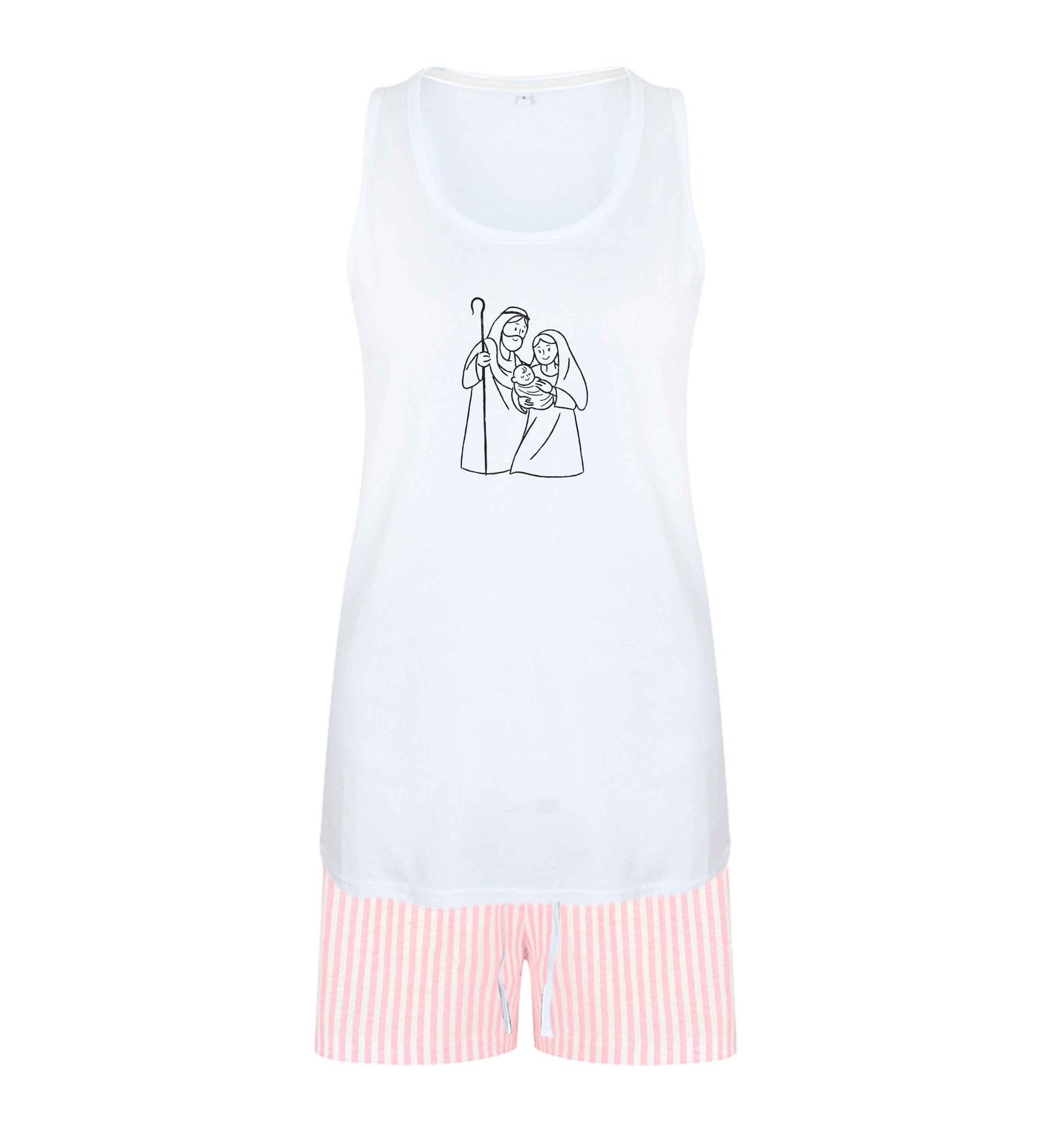 Jesus Mary and joseph size XL women's pyjama shorts set in pink 
