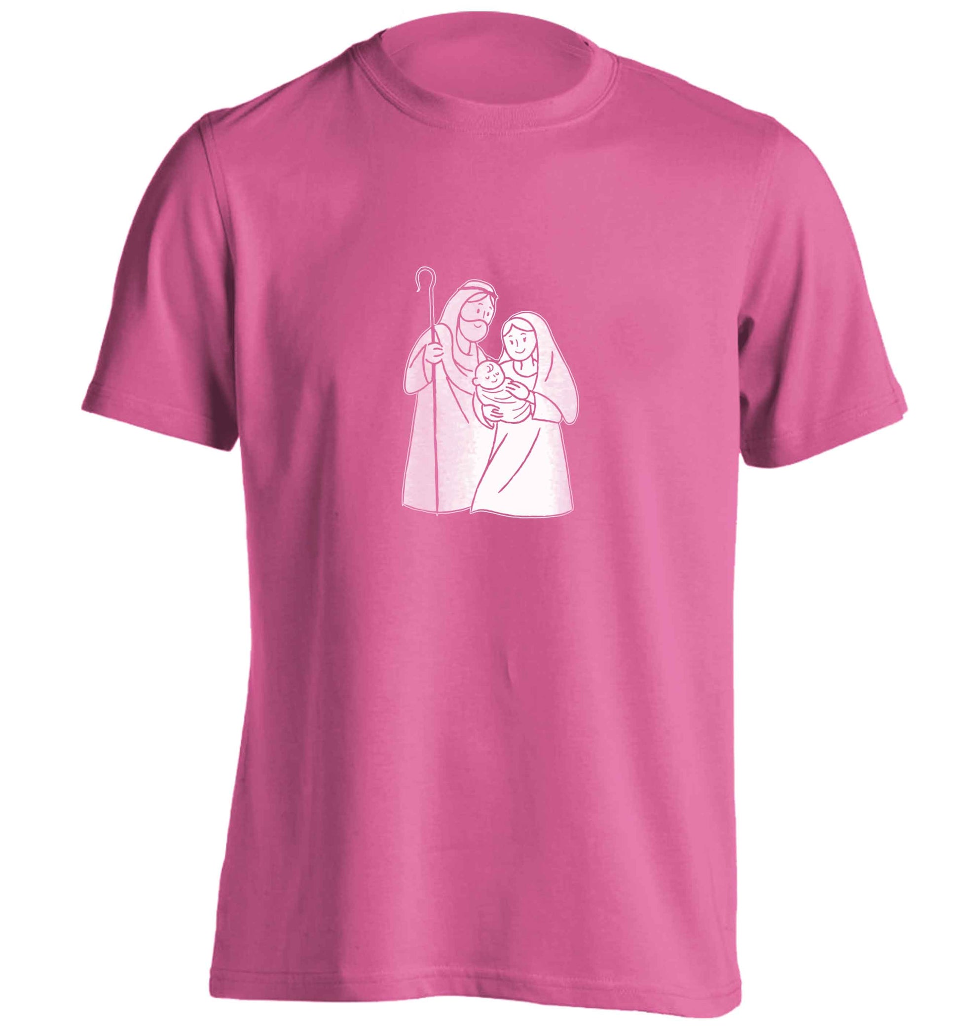 Jesus Mary and joseph adults unisex pink Tshirt 2XL