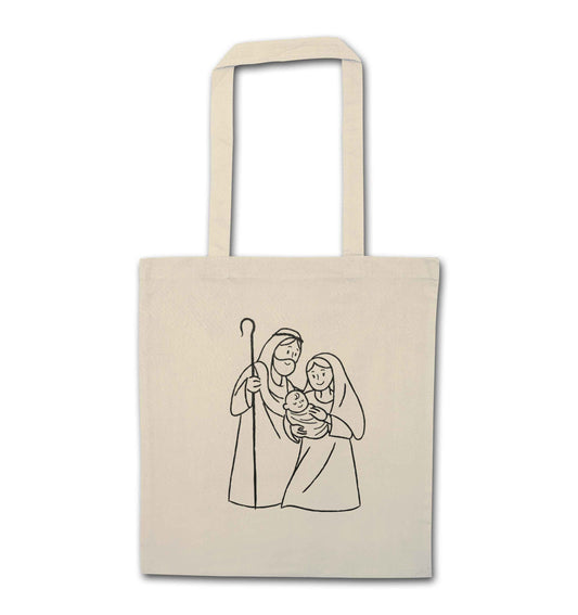 Jesus Mary and joseph natural tote bag