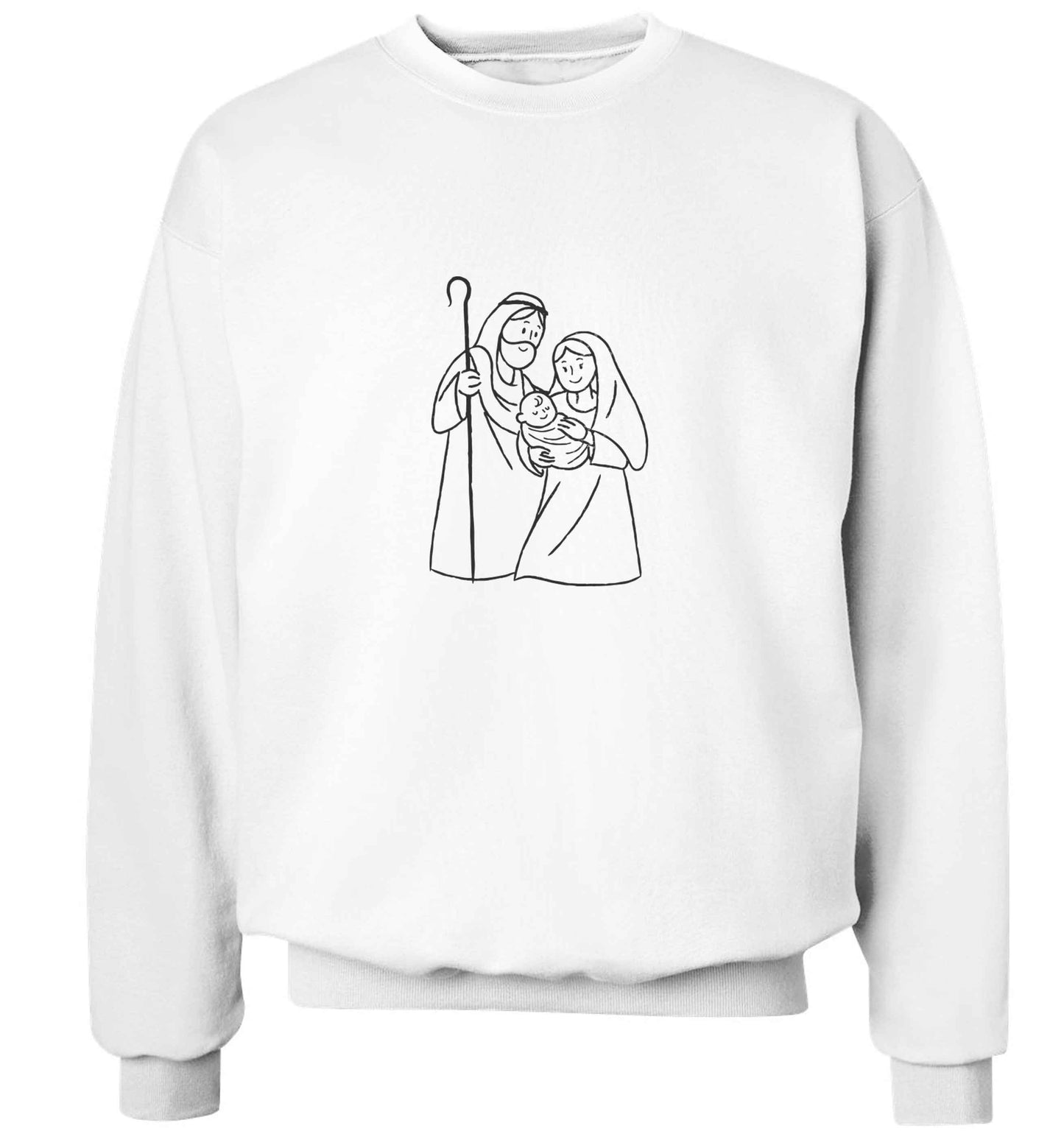 Jesus Mary and joseph adult's unisex white sweater 2XL