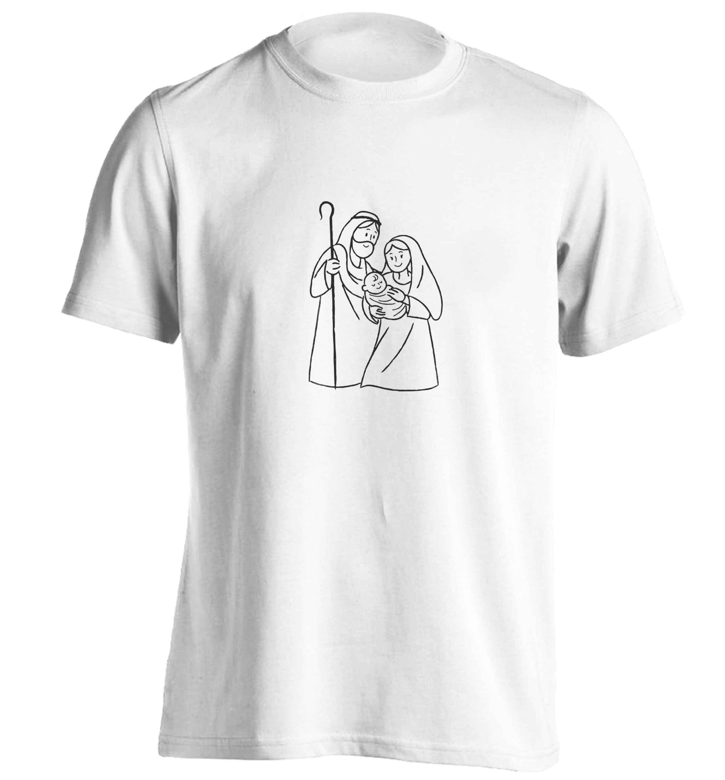 Jesus Mary and joseph adults unisex white Tshirt 2XL