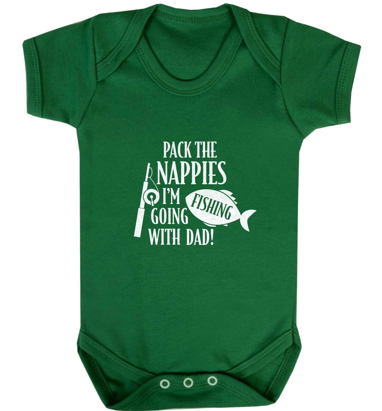 Pack the nappies I'm going fishing with Dad baby vest green 18-24 months