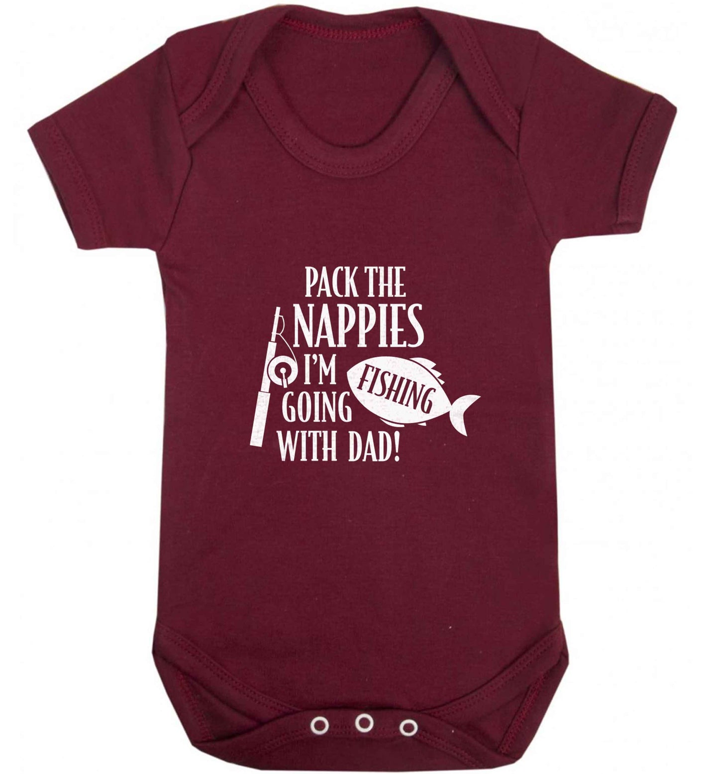 Pack the nappies I'm going fishing with Dad baby vest maroon 18-24 months