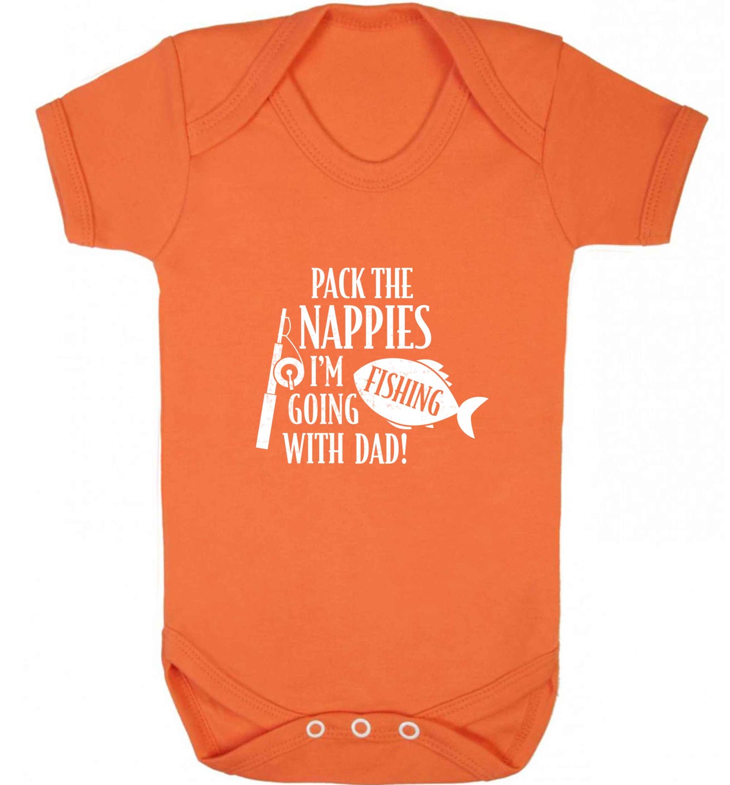 Pack the nappies I'm going fishing with Dad baby vest orange 18-24 months