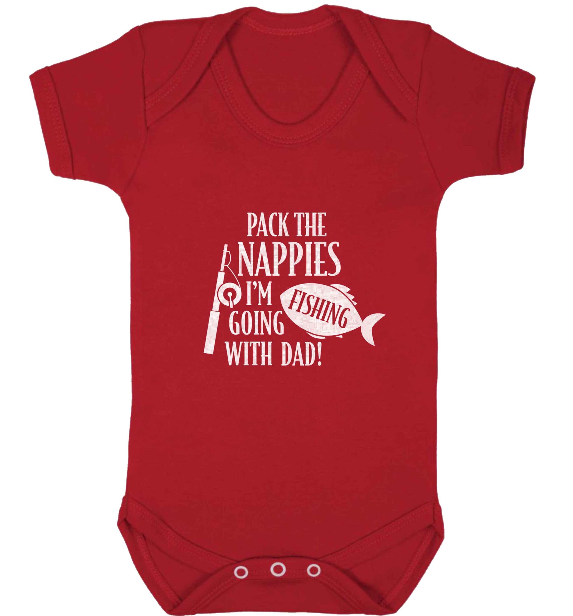 Pack the nappies I'm going fishing with Dad baby vest red 18-24 months