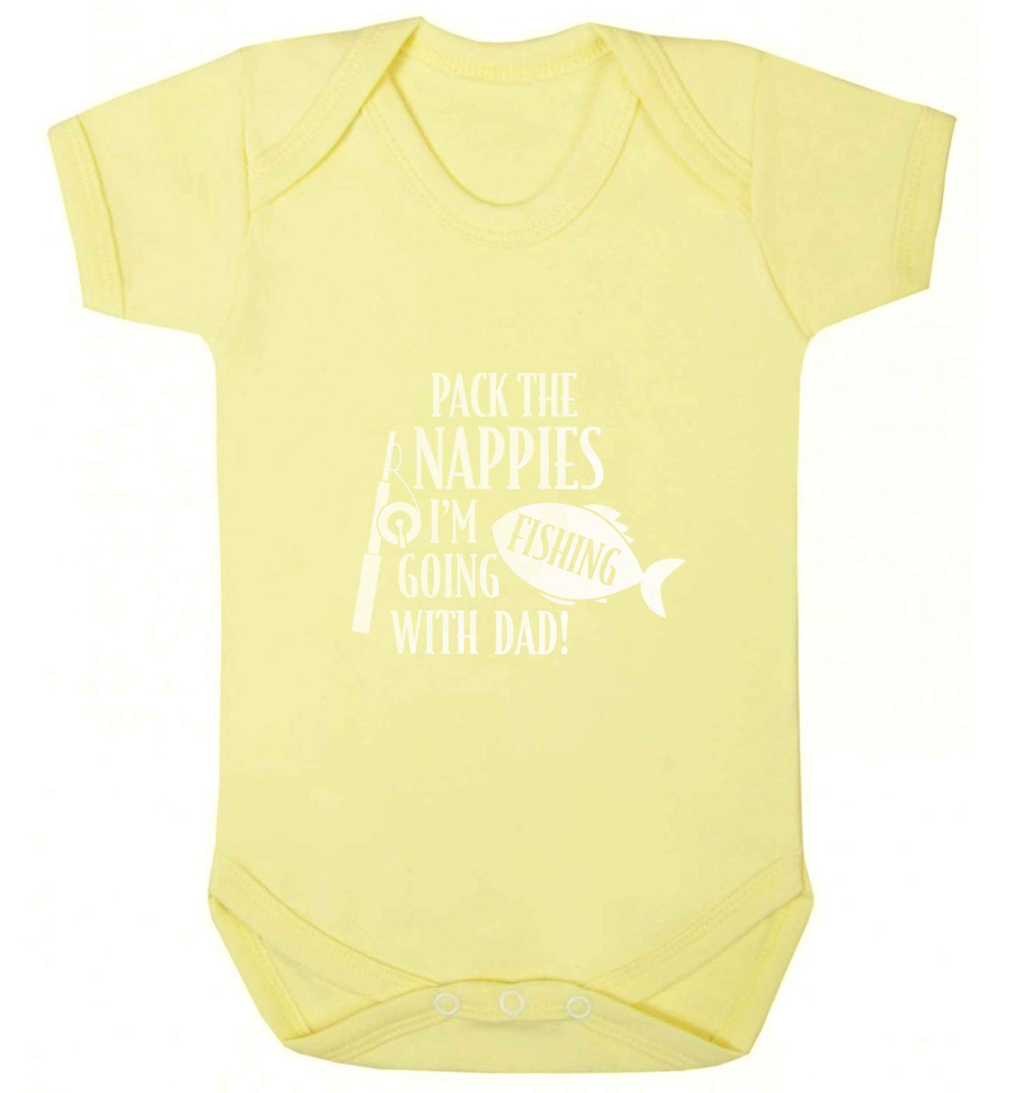 Pack the nappies I'm going fishing with Dad baby vest pale yellow 18-24 months