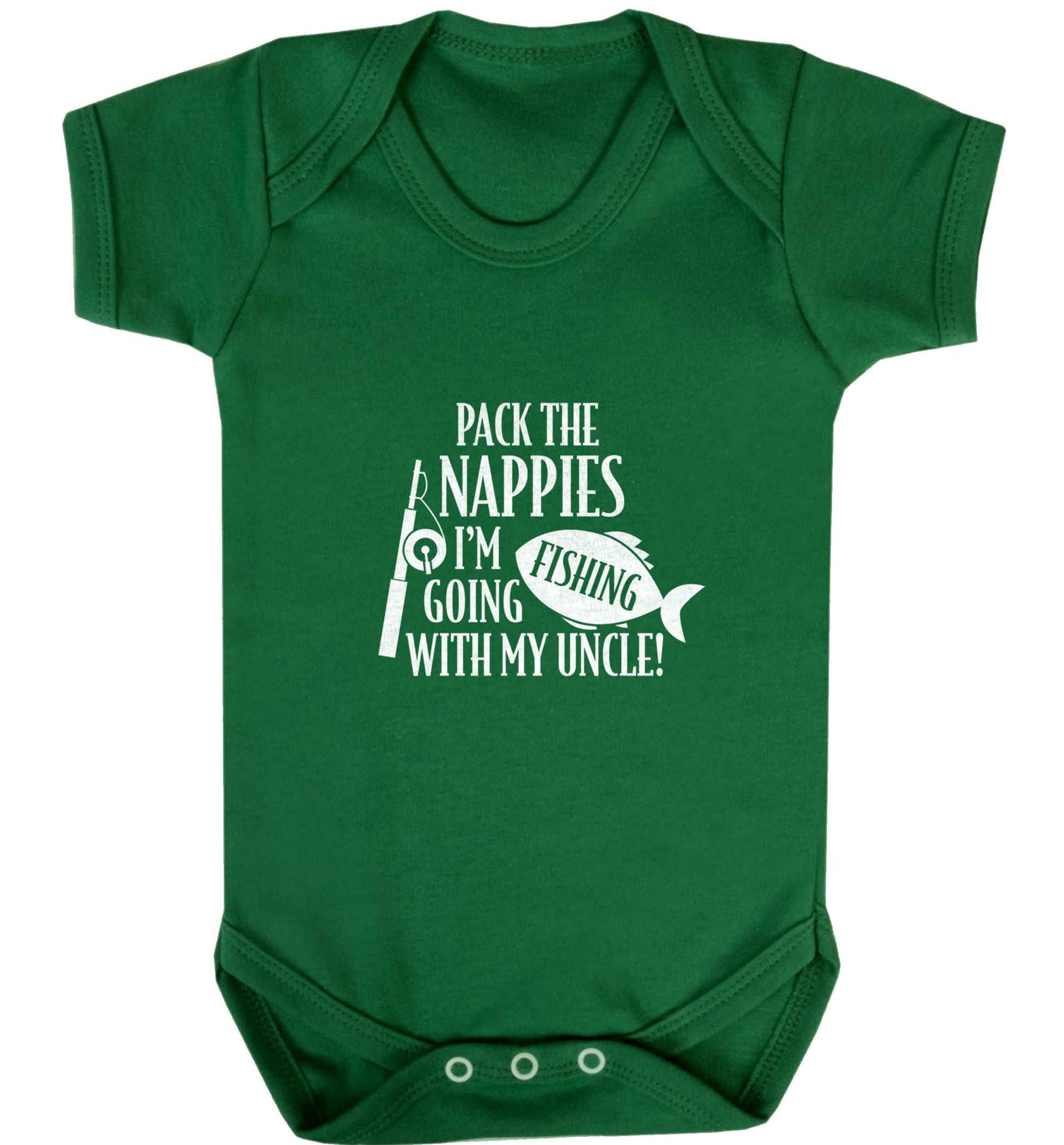Pack the nappies I'm going fishing my Uncle baby vest green 18-24 months