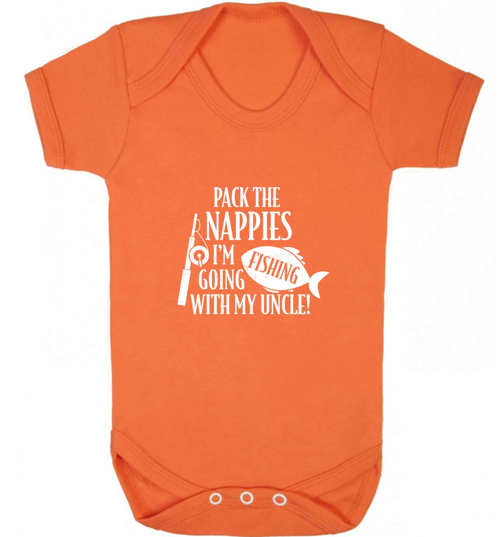 Pack the nappies I'm going fishing my Uncle baby vest orange 18-24 months