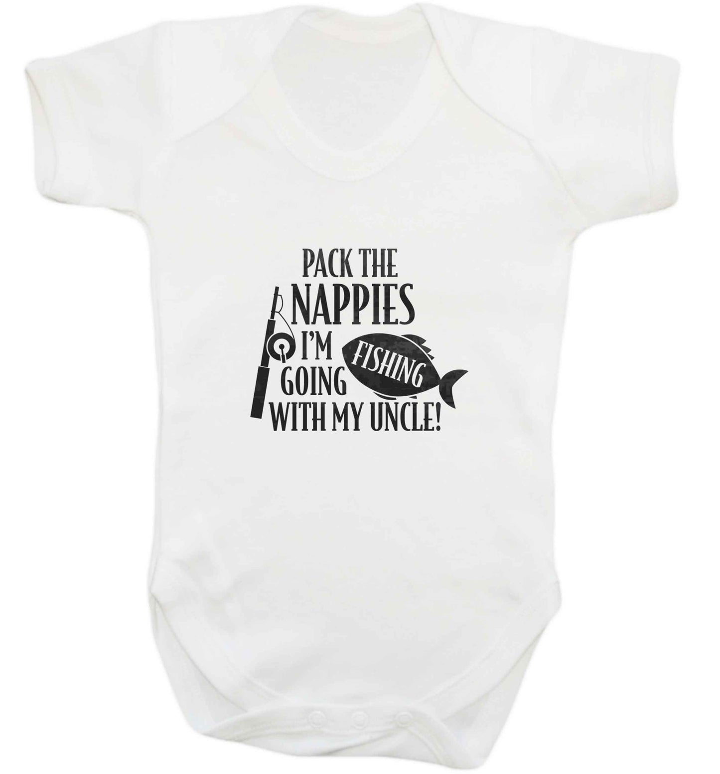 Pack the nappies I'm going fishing my Uncle baby vest white 18-24 months