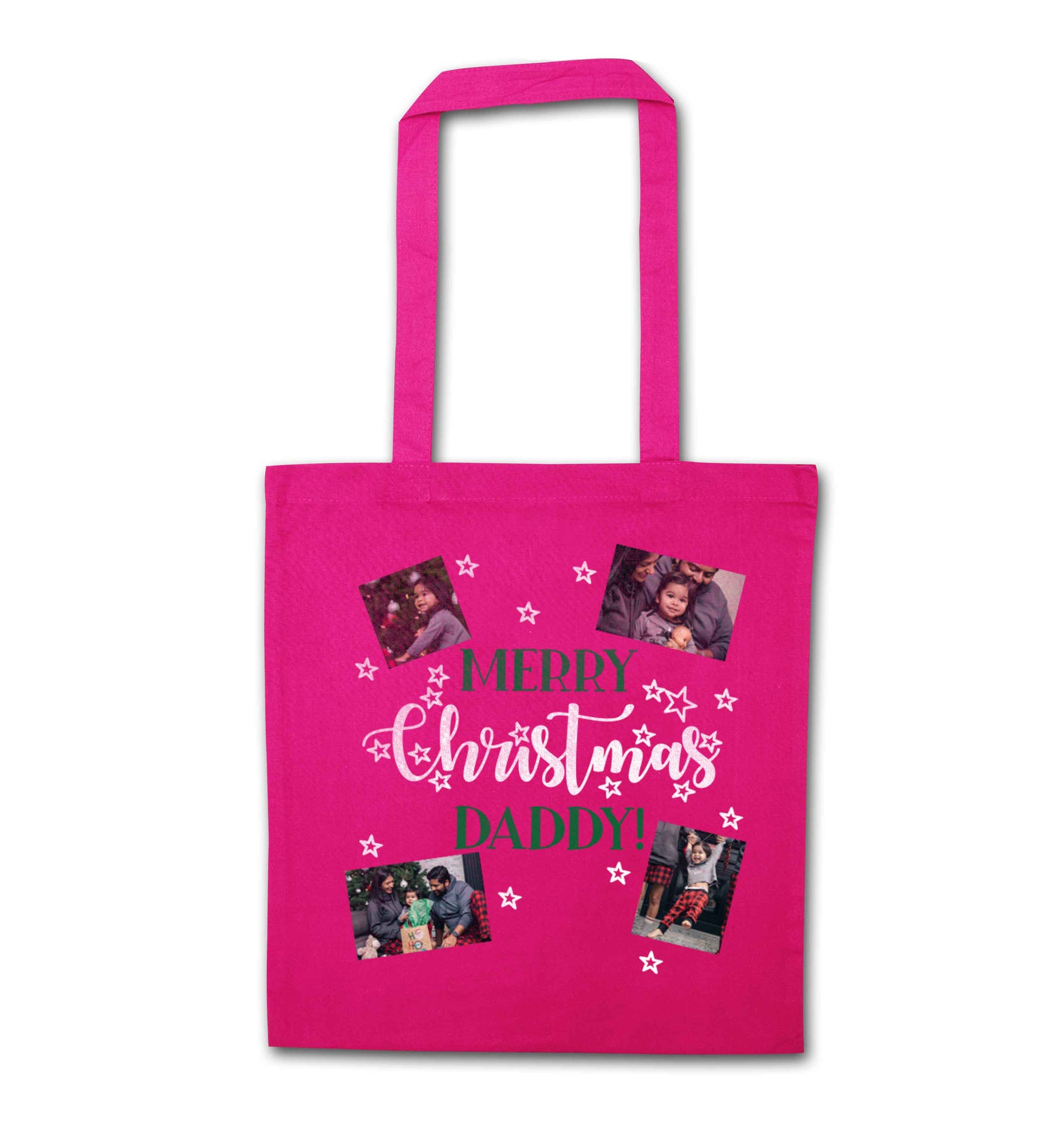 Merry Christmas daddy pink tote bag