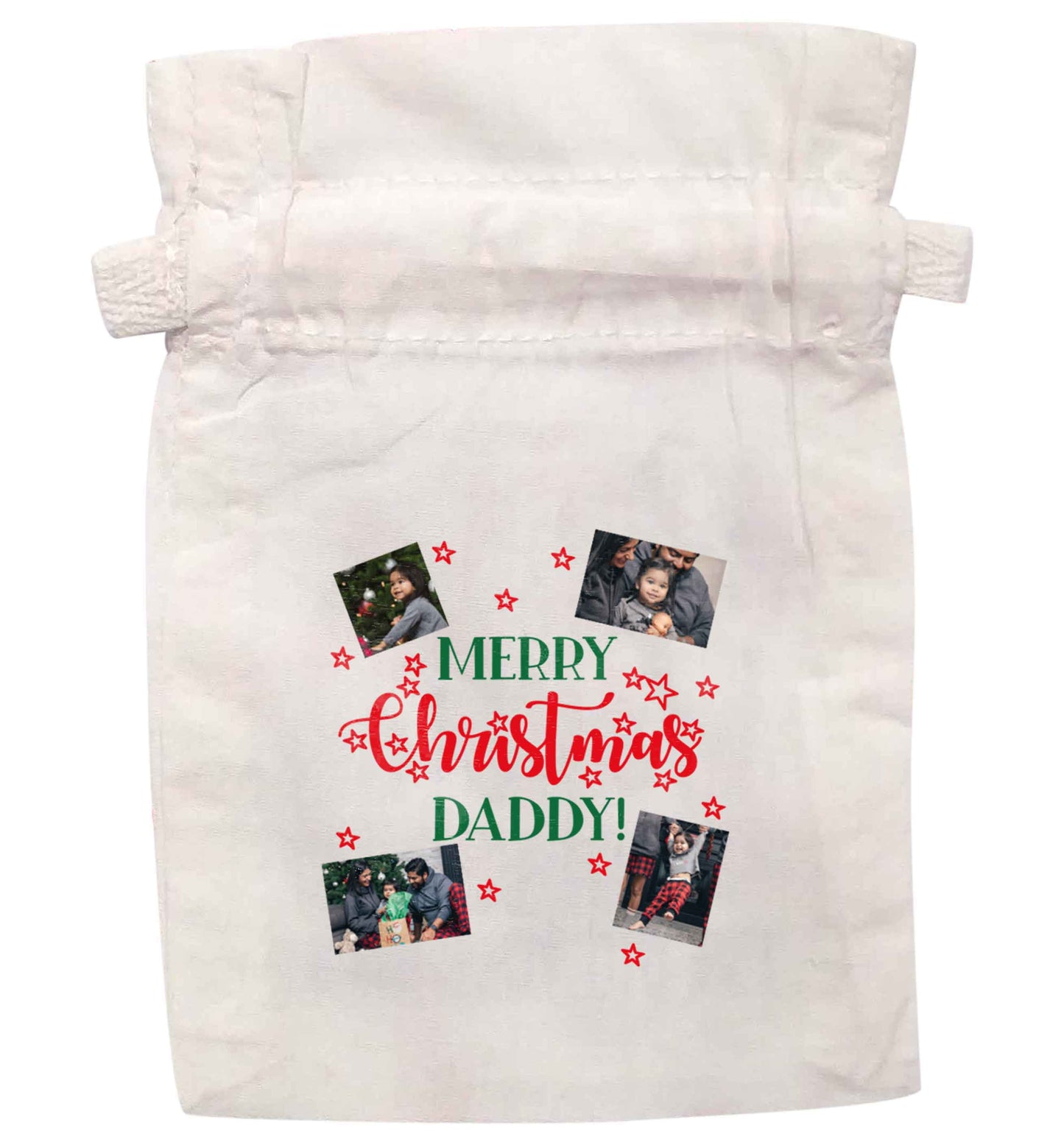 Merry Christmas daddy | XS - L | Pouch / Drawstring bag / Sack | Organic Cotton | Bulk discounts available!