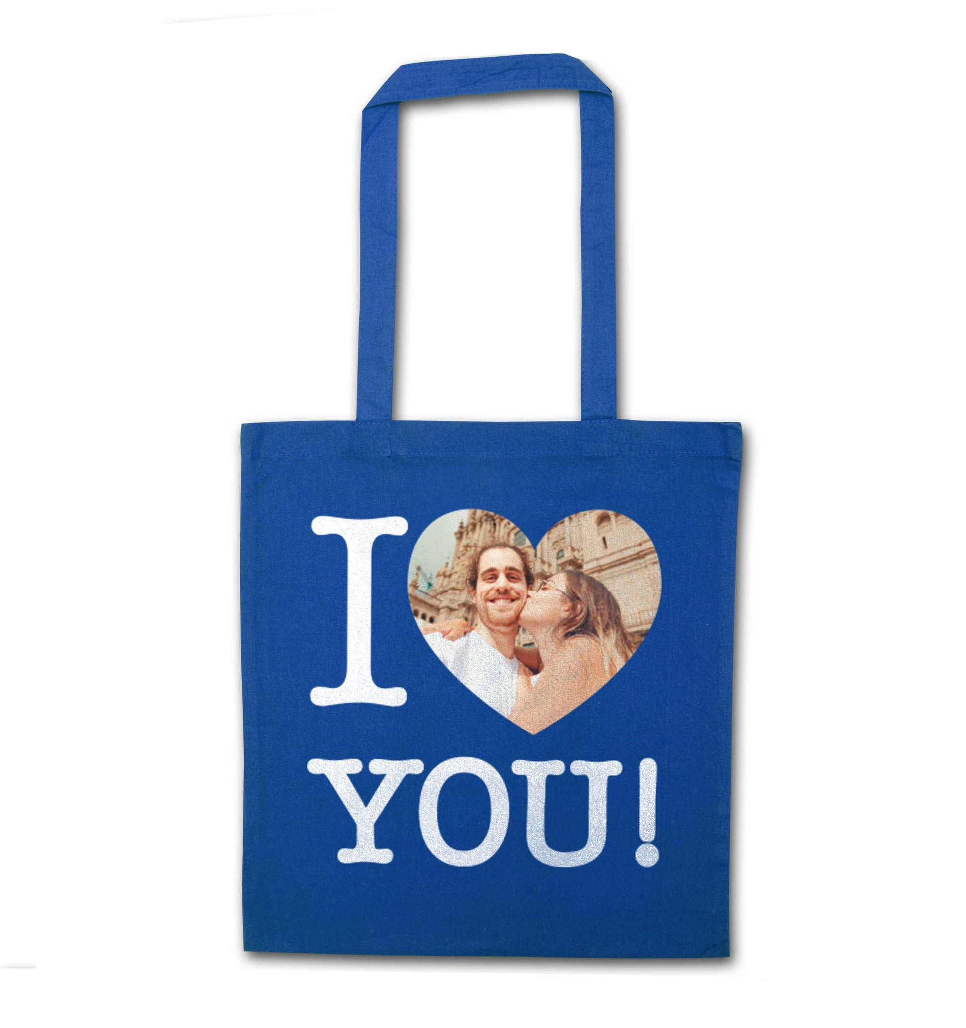 I love you blue tote bag