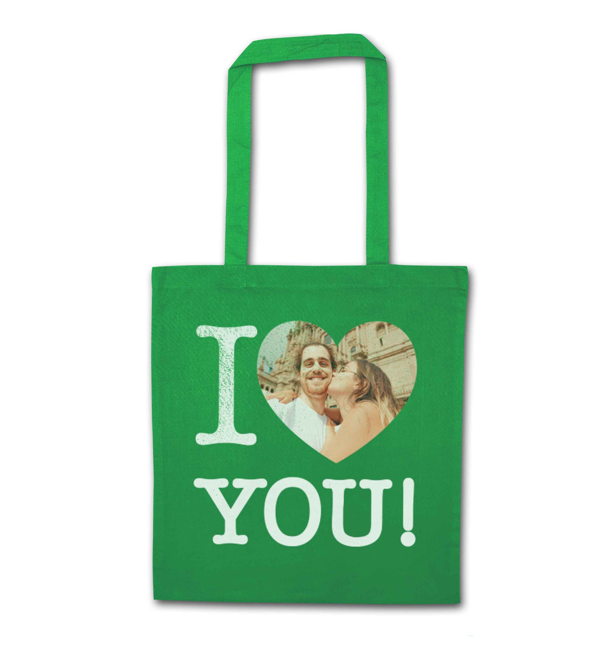 I love you green tote bag