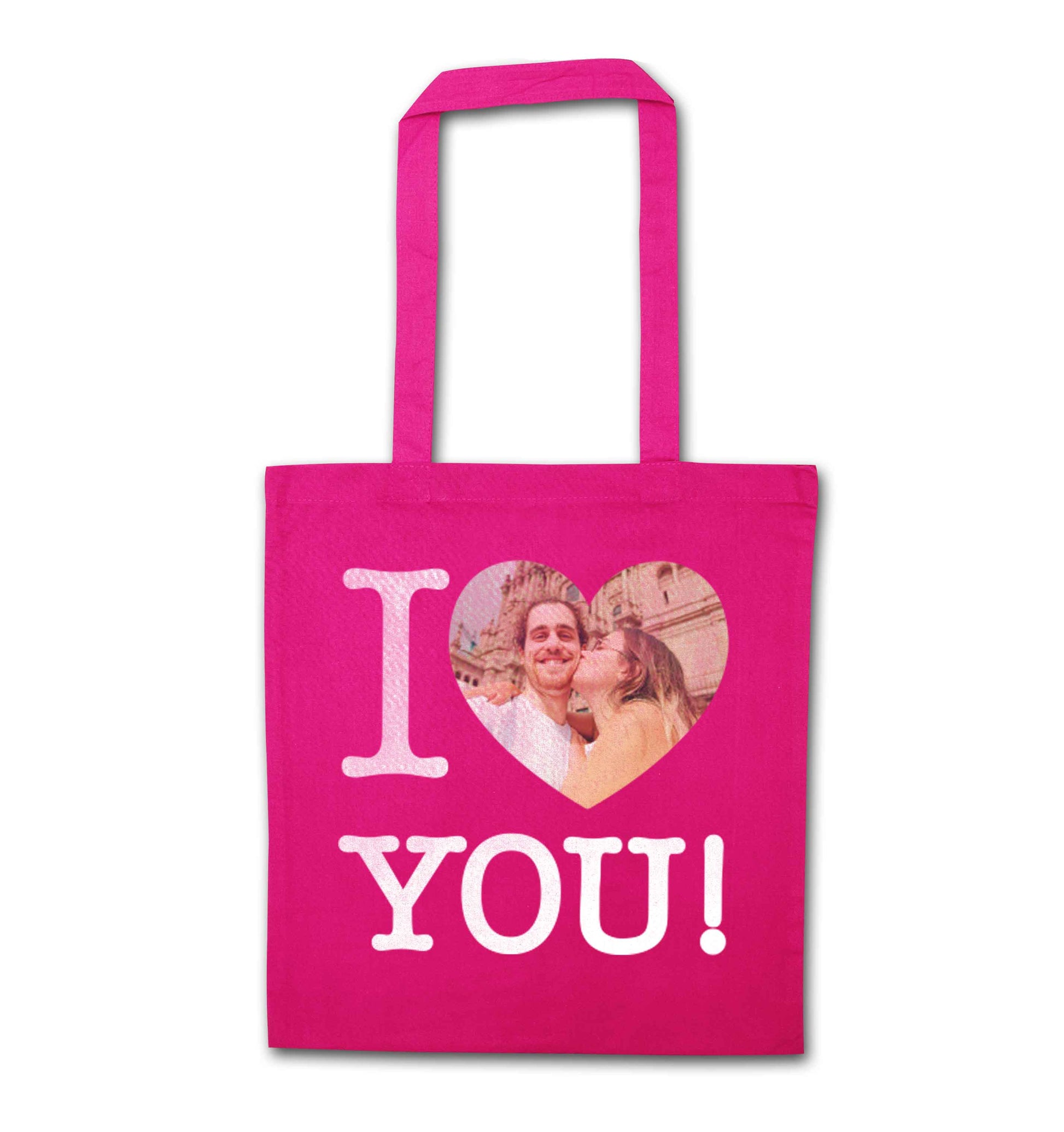 I love you pink tote bag