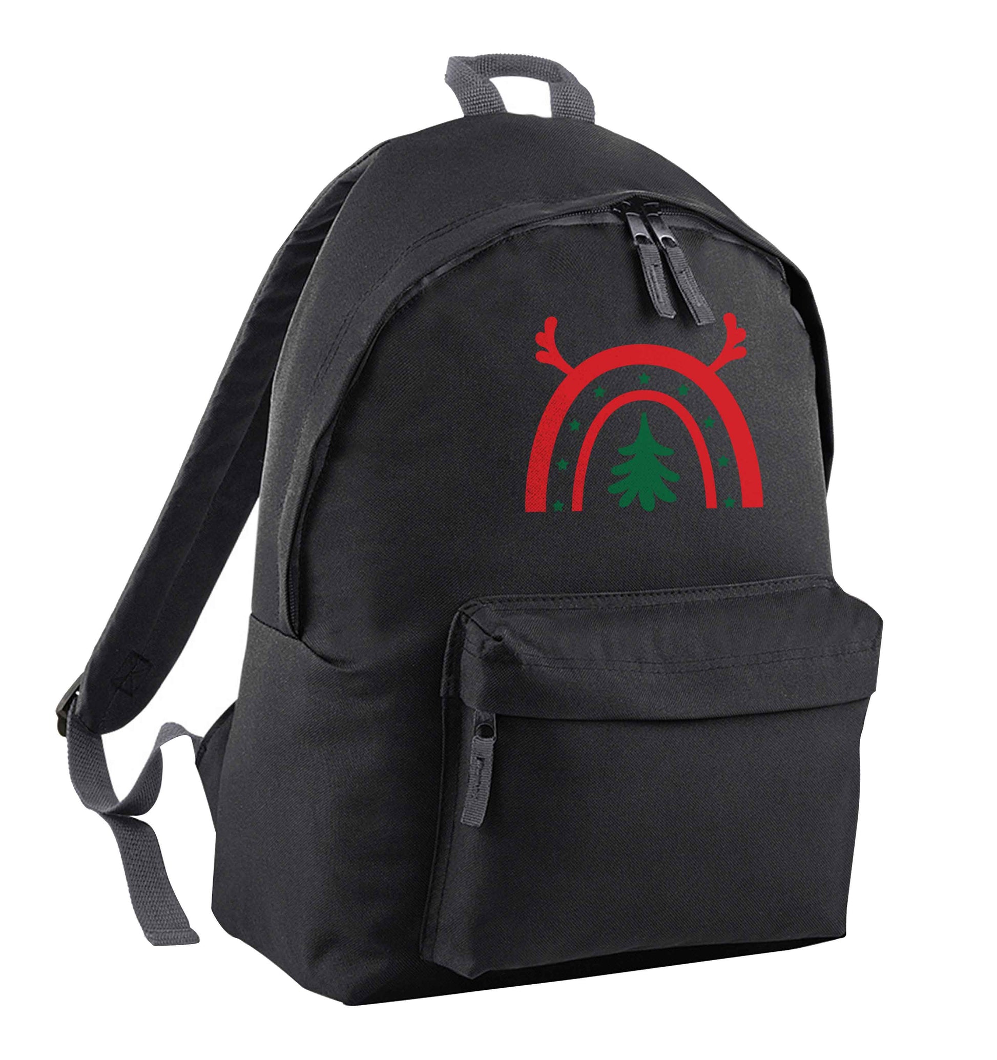 Christmas rainbow black adults backpack