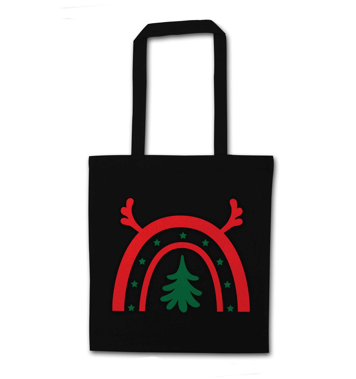 Christmas rainbow black tote bag