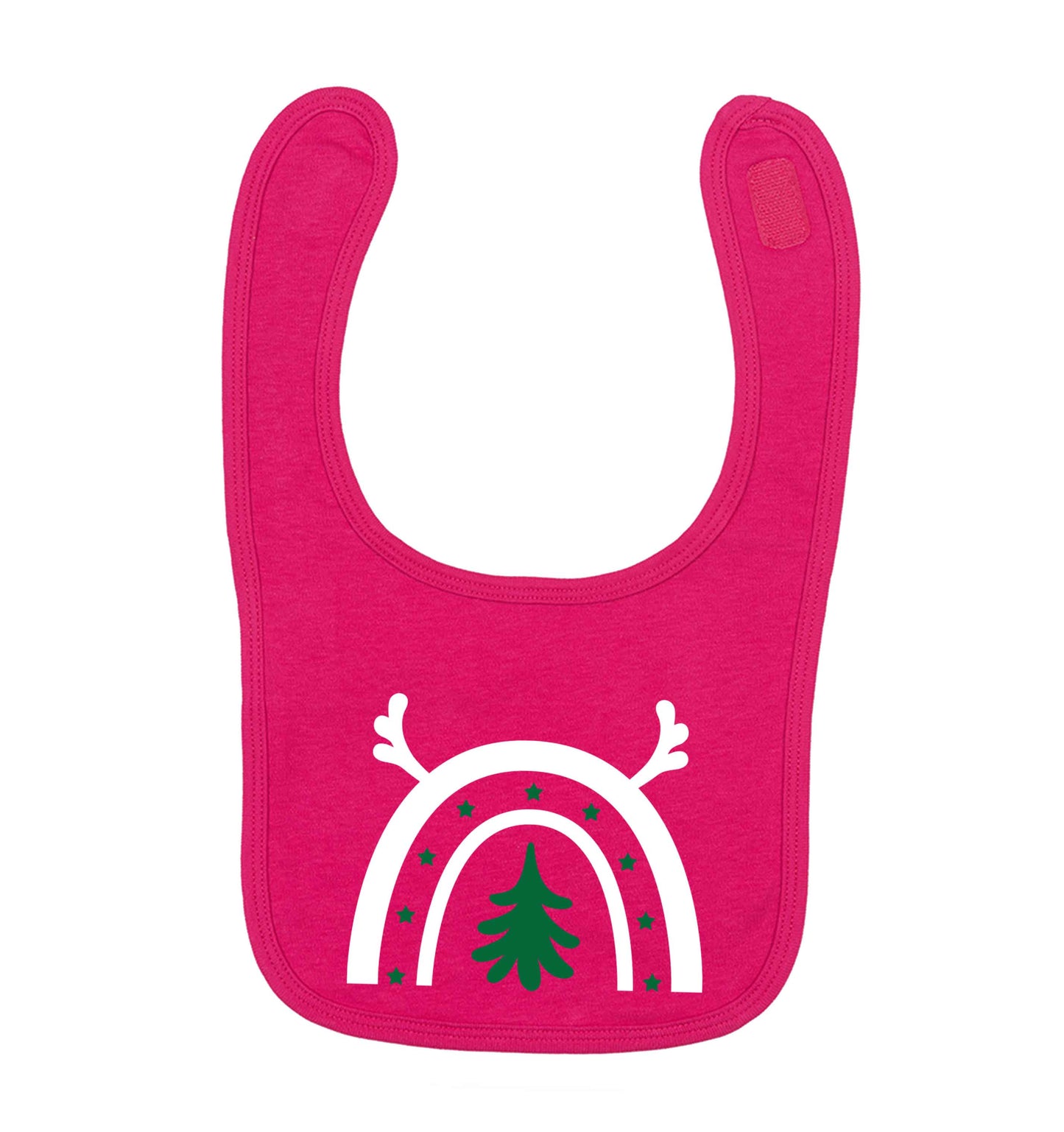 Christmas rainbow dark pink baby bib