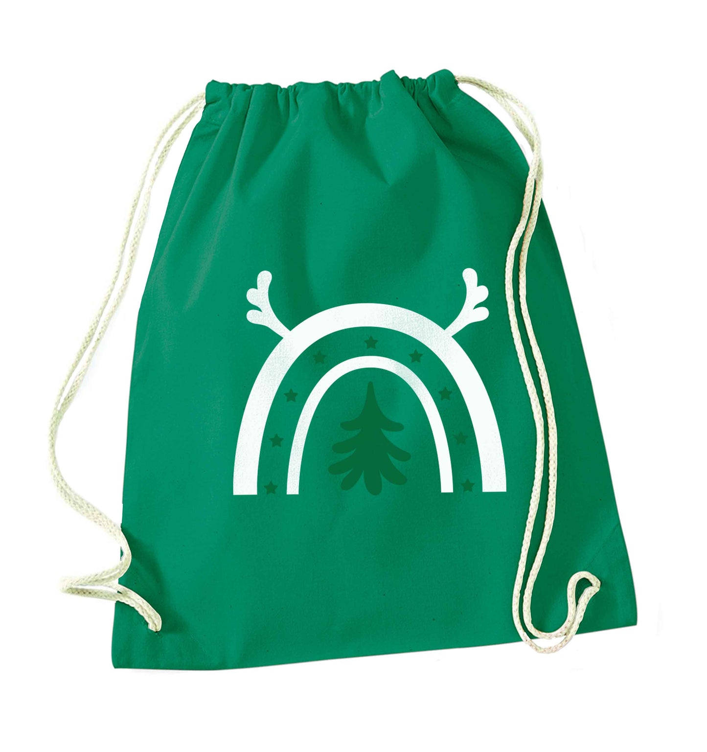 Christmas rainbow green drawstring bag