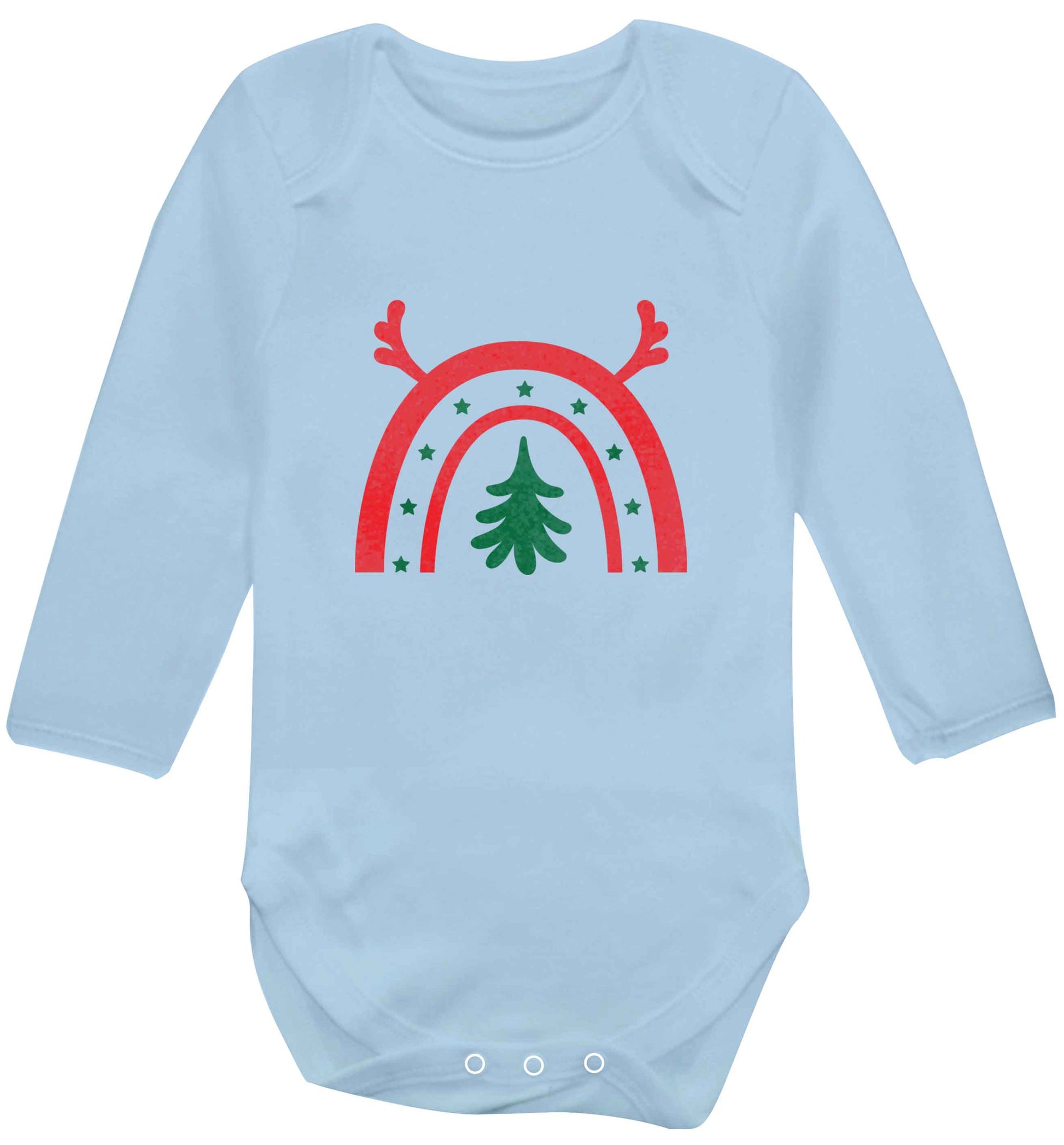 Christmas rainbow baby vest long sleeved pale blue 6-12 months