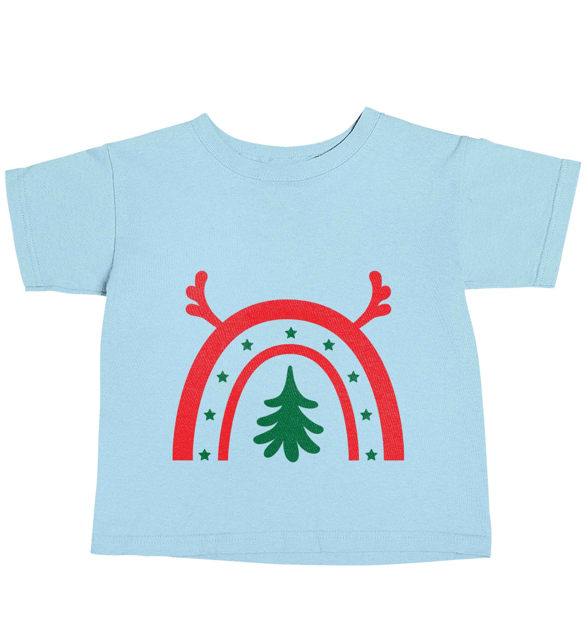 Christmas rainbow light blue baby toddler Tshirt 2 Years