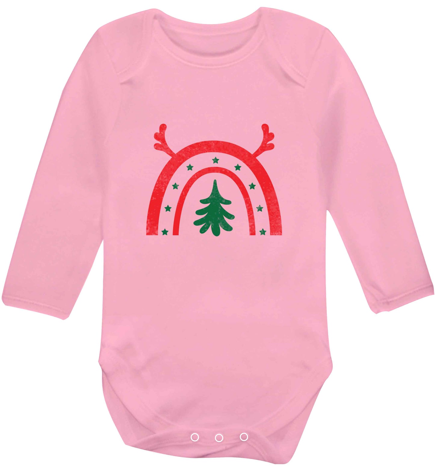 Christmas rainbow baby vest long sleeved pale pink 6-12 months