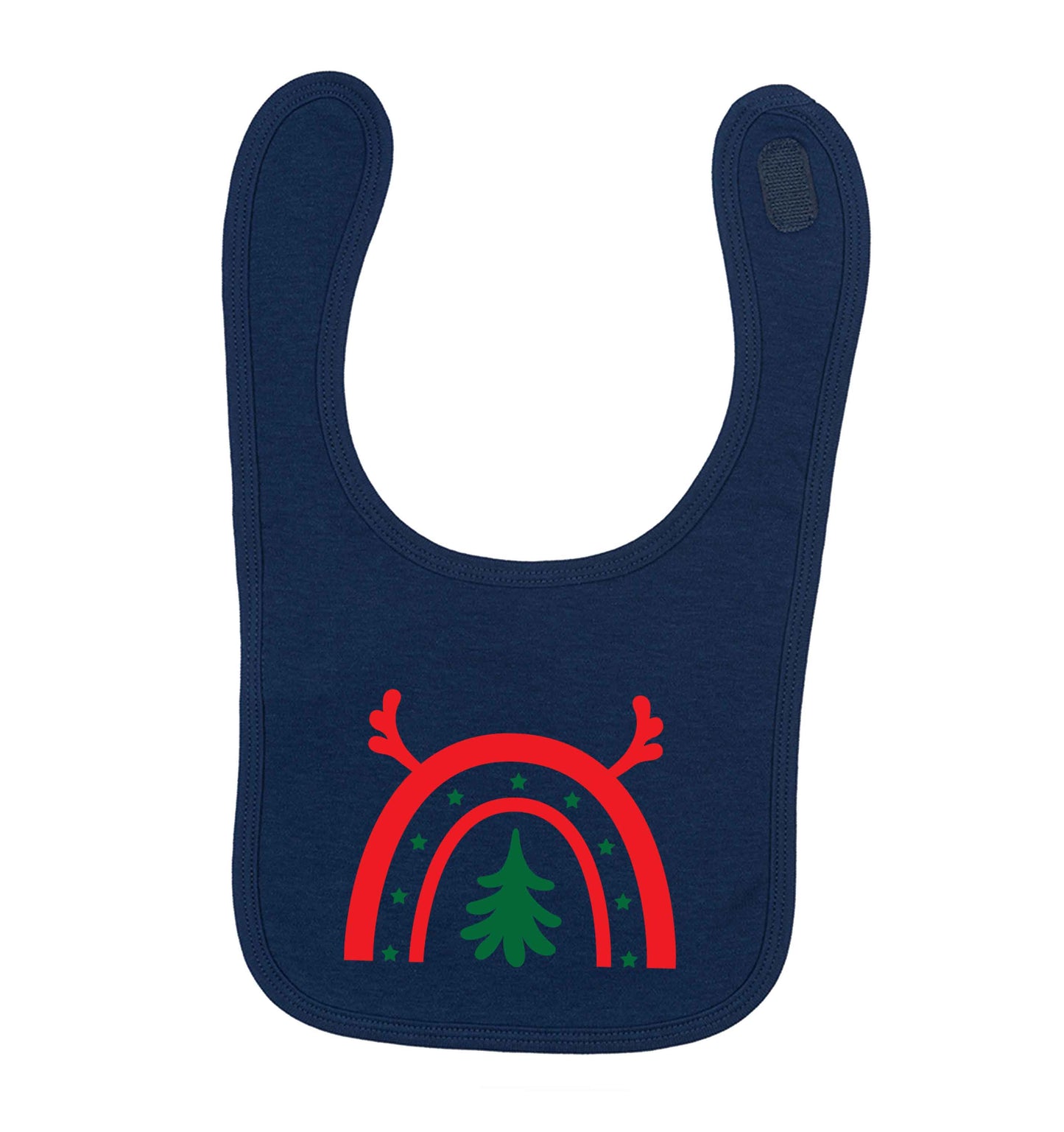 Christmas rainbow navy baby bib
