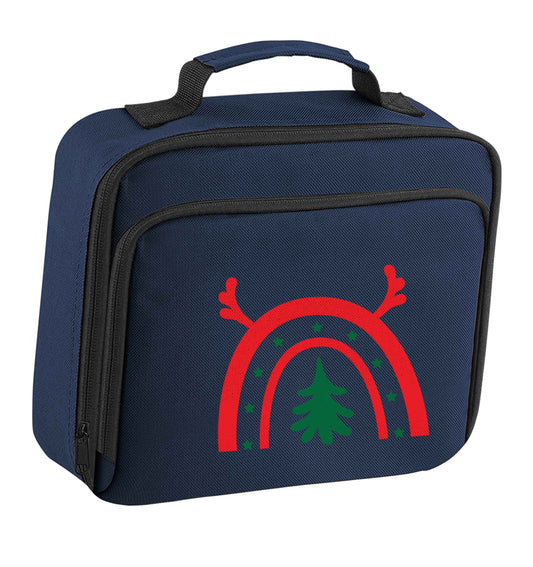 Christmas rainbow insulated navy lunch bag cooler