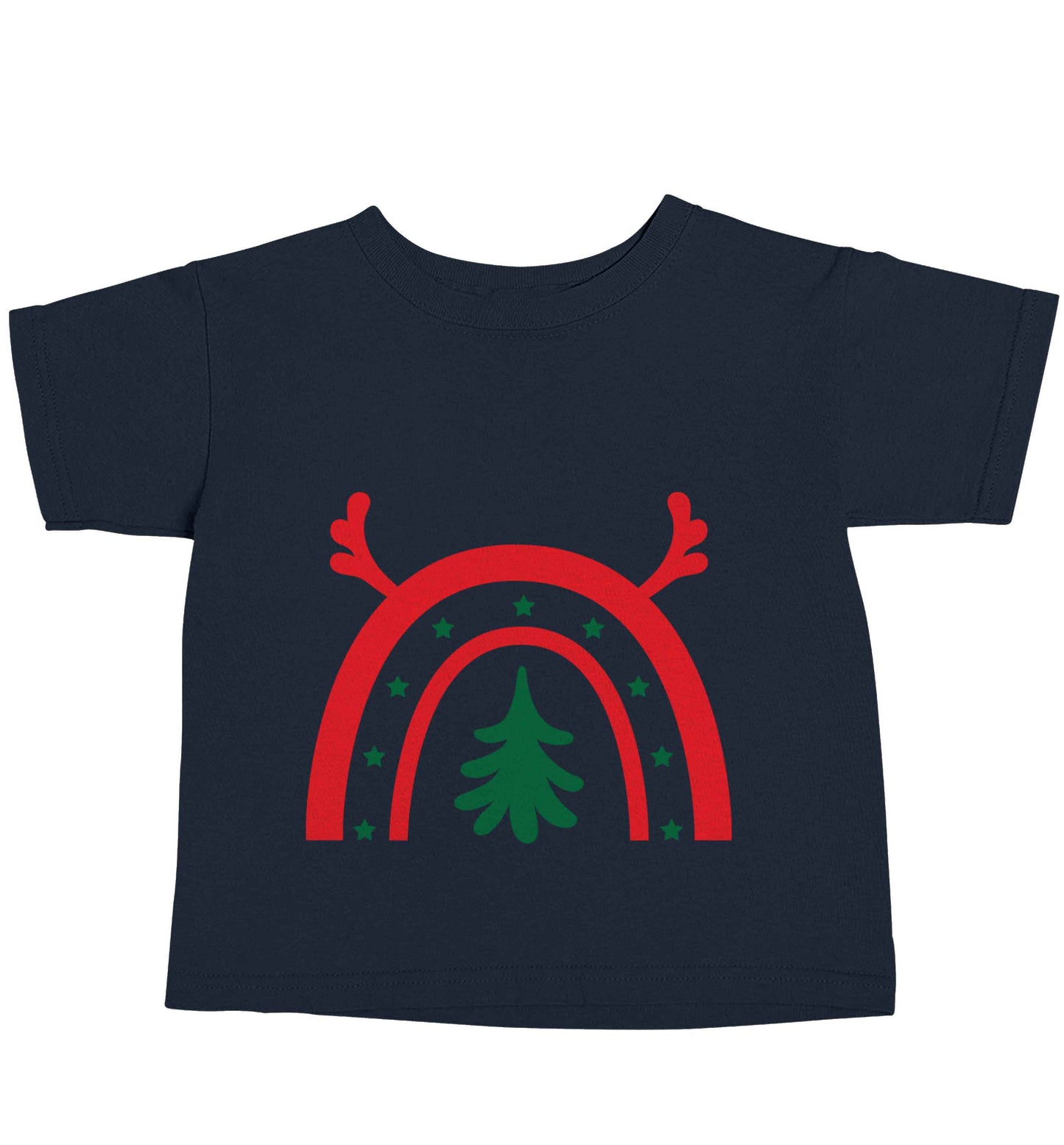 Christmas rainbow navy baby toddler Tshirt 2 Years