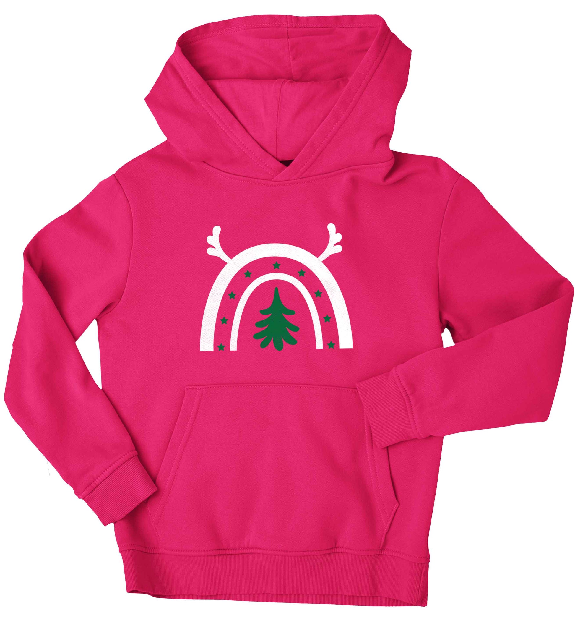 Christmas rainbow children's pink hoodie 12-13 Years
