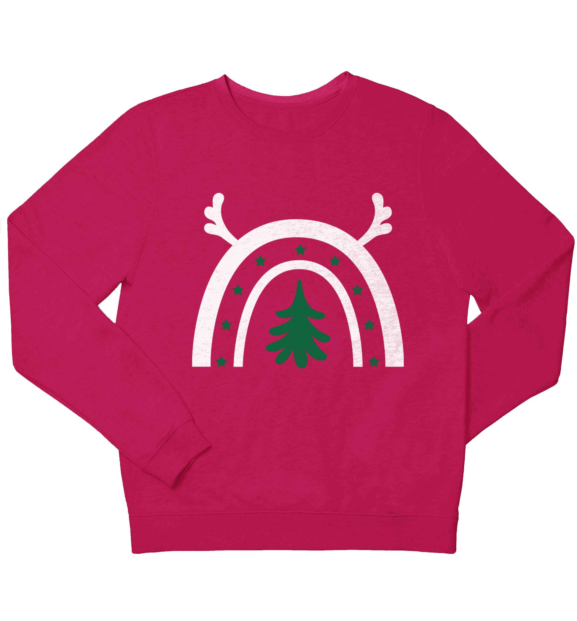 Christmas rainbow children's pink sweater 12-13 Years