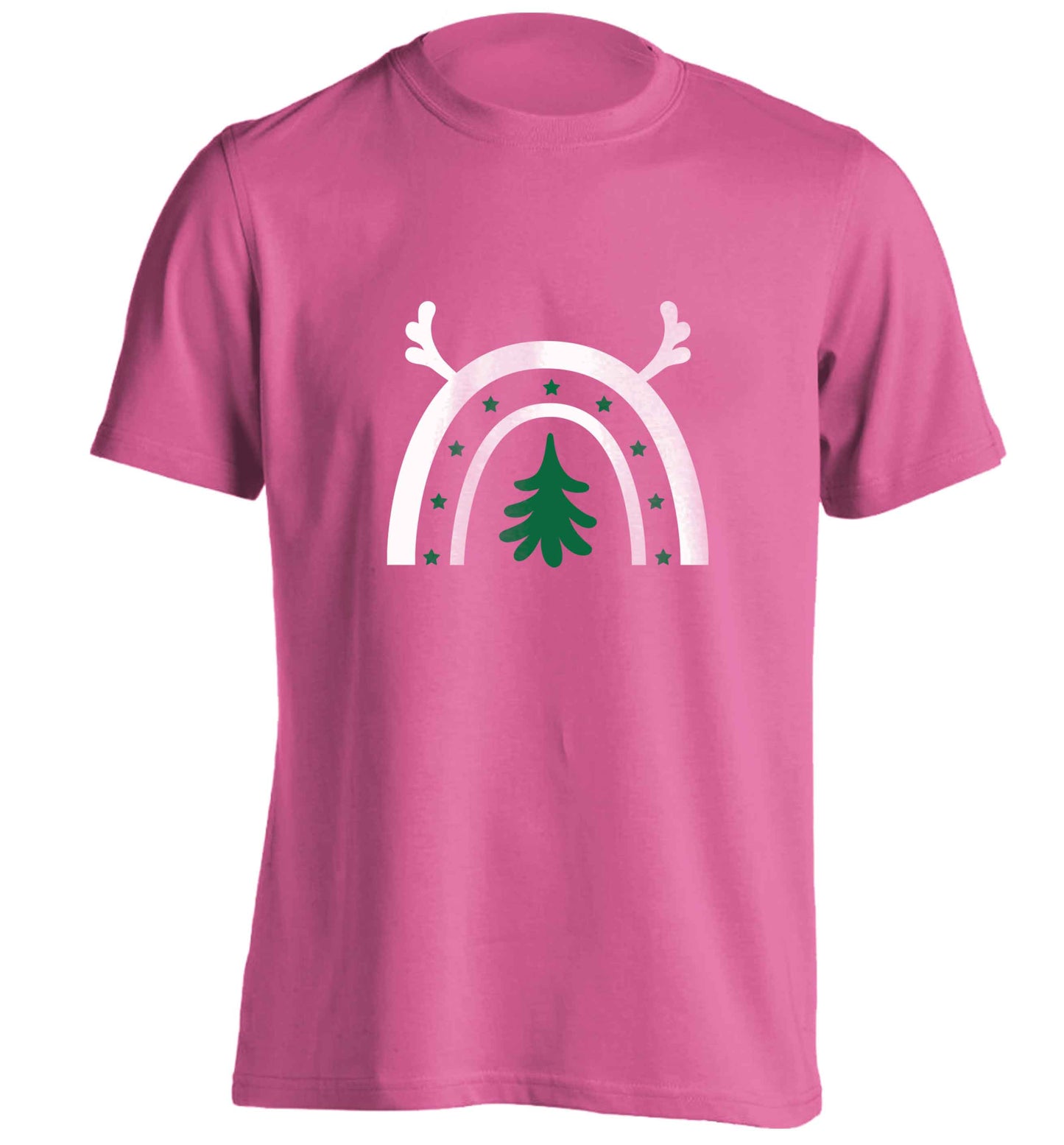 Christmas rainbow adults unisex pink Tshirt 2XL