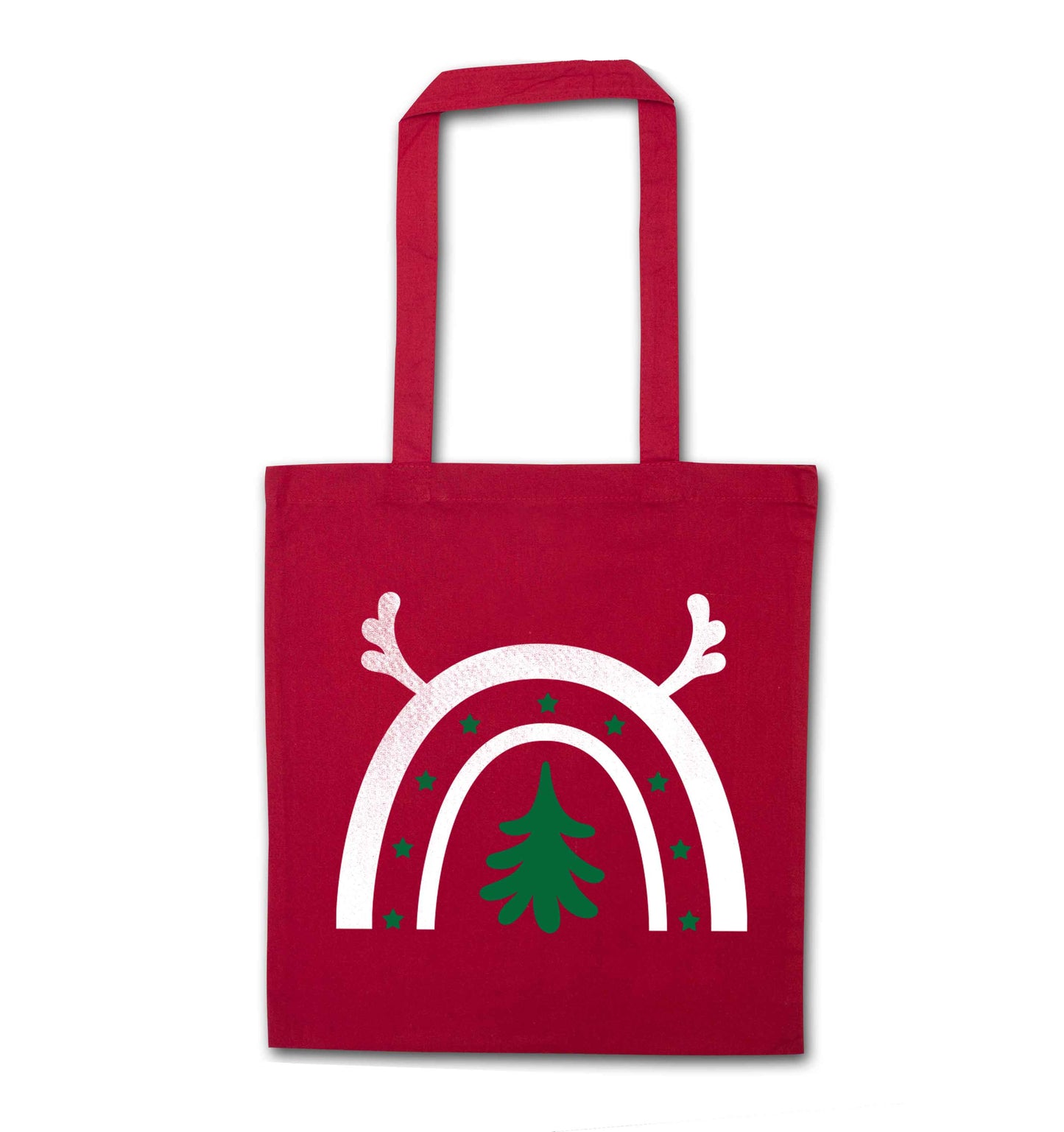 Christmas rainbow red tote bag