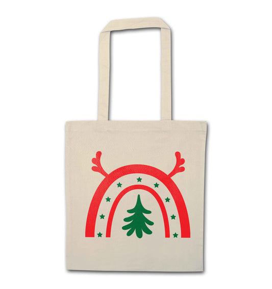 Christmas rainbow natural tote bag