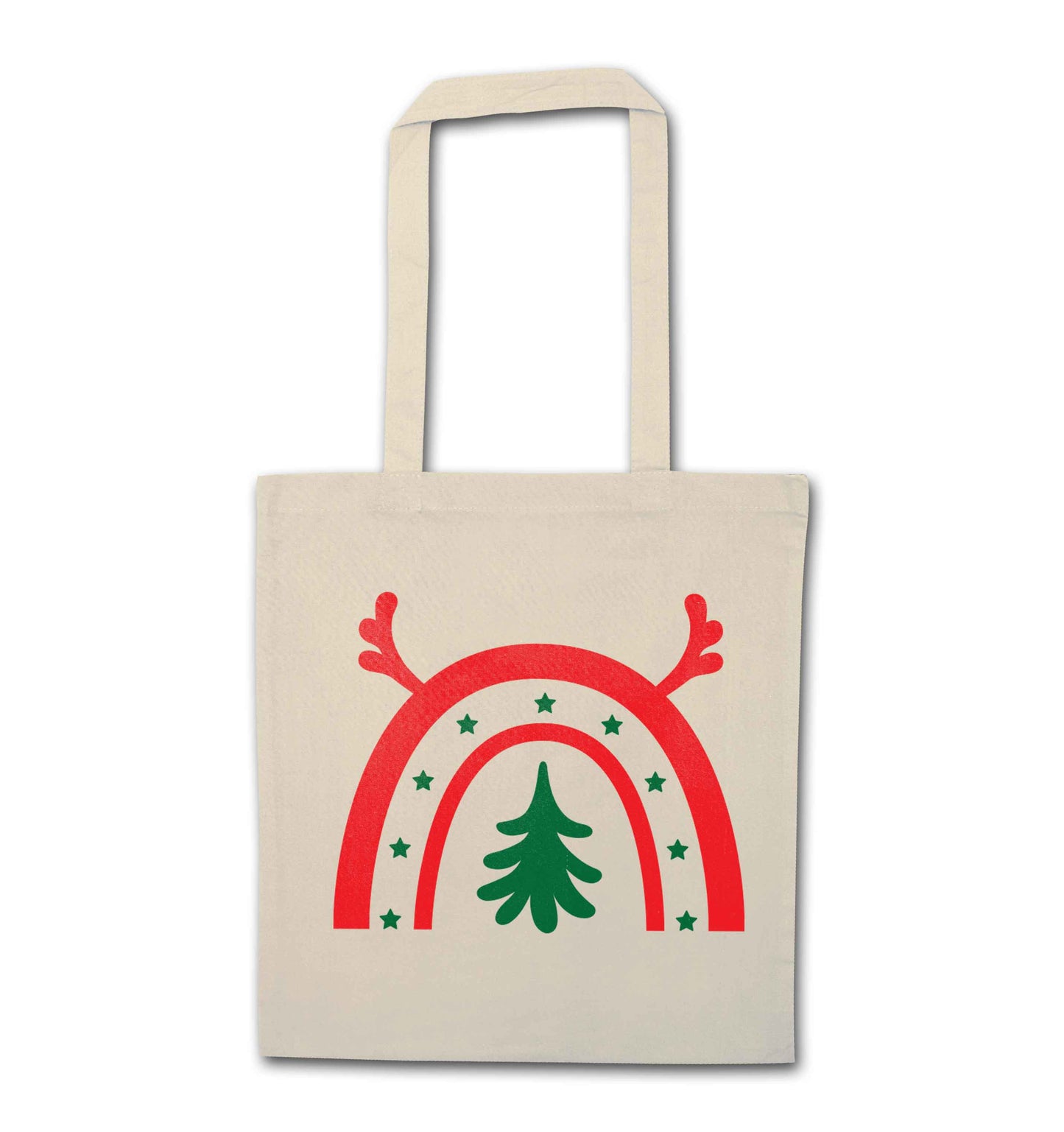 Christmas rainbow natural tote bag