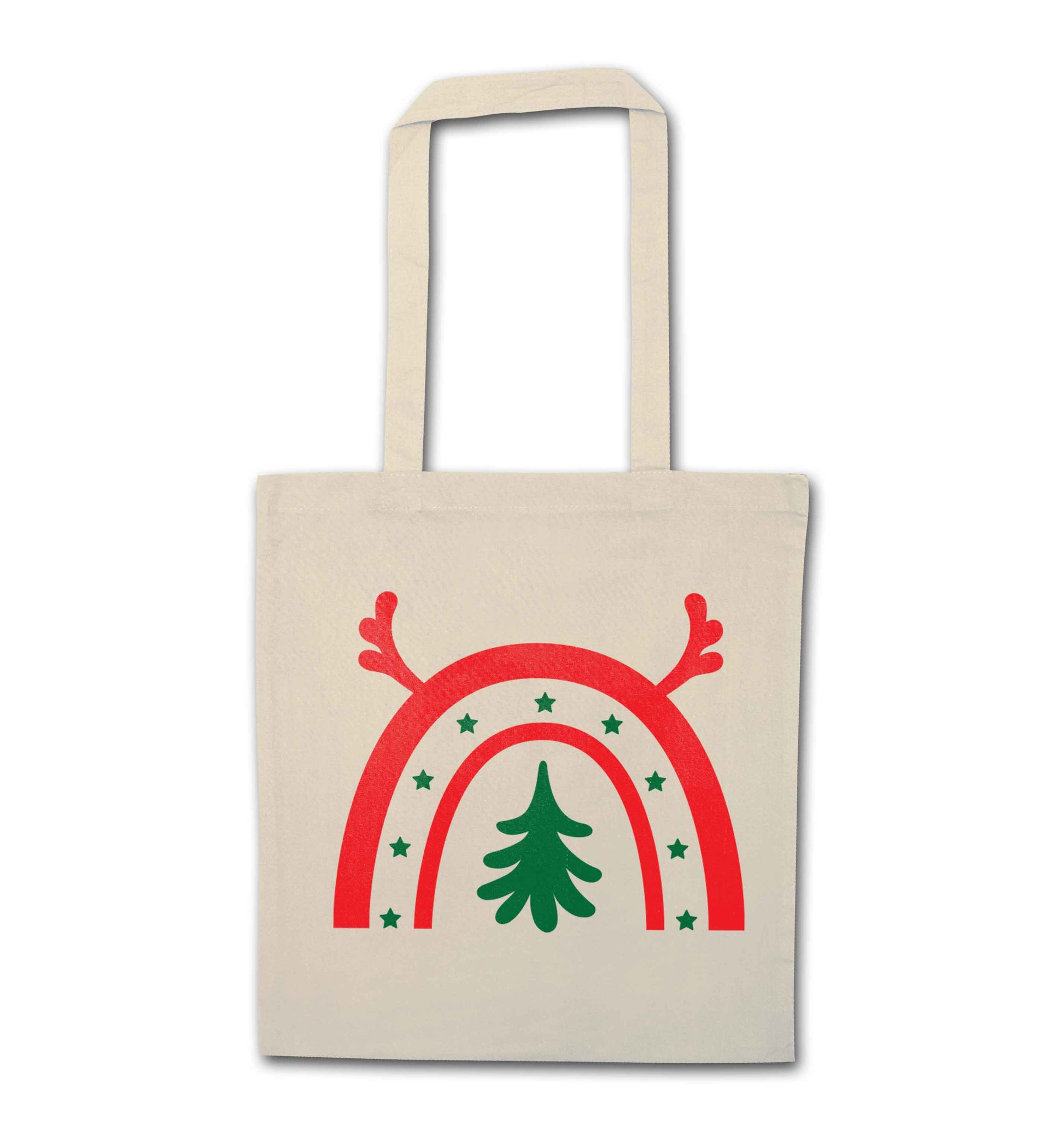 Christmas rainbow natural tote bag