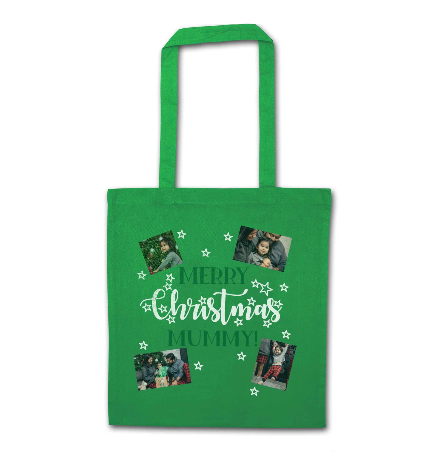 Merry Christmas Mummy green tote bag