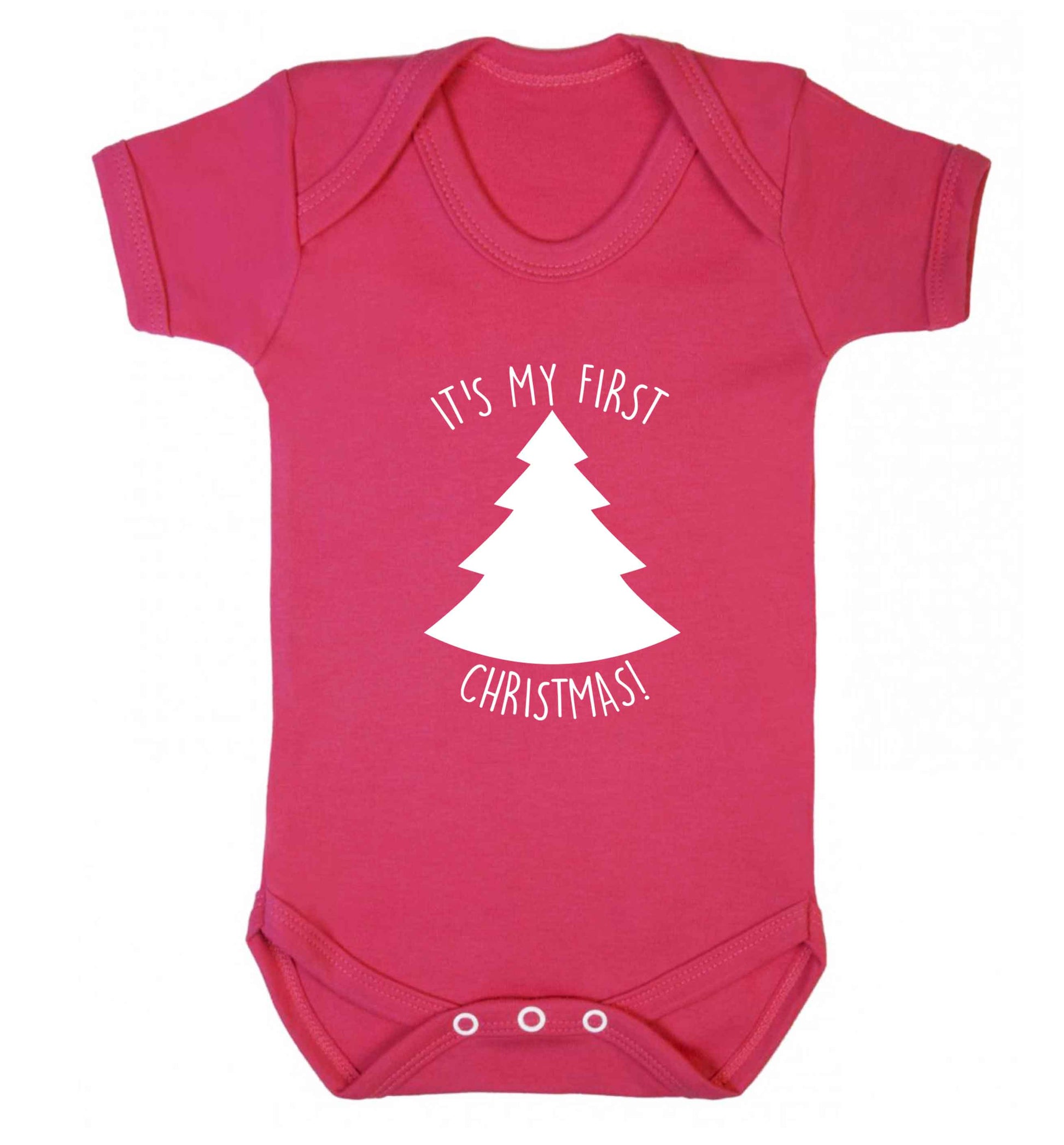 It's my first Christmas - tree baby vest dark pink 18-24 months
