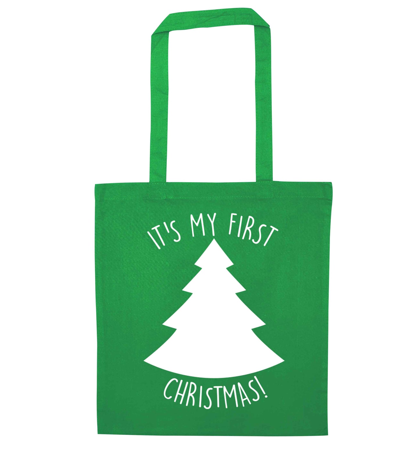 It's my first Christmas - tree green tote bag