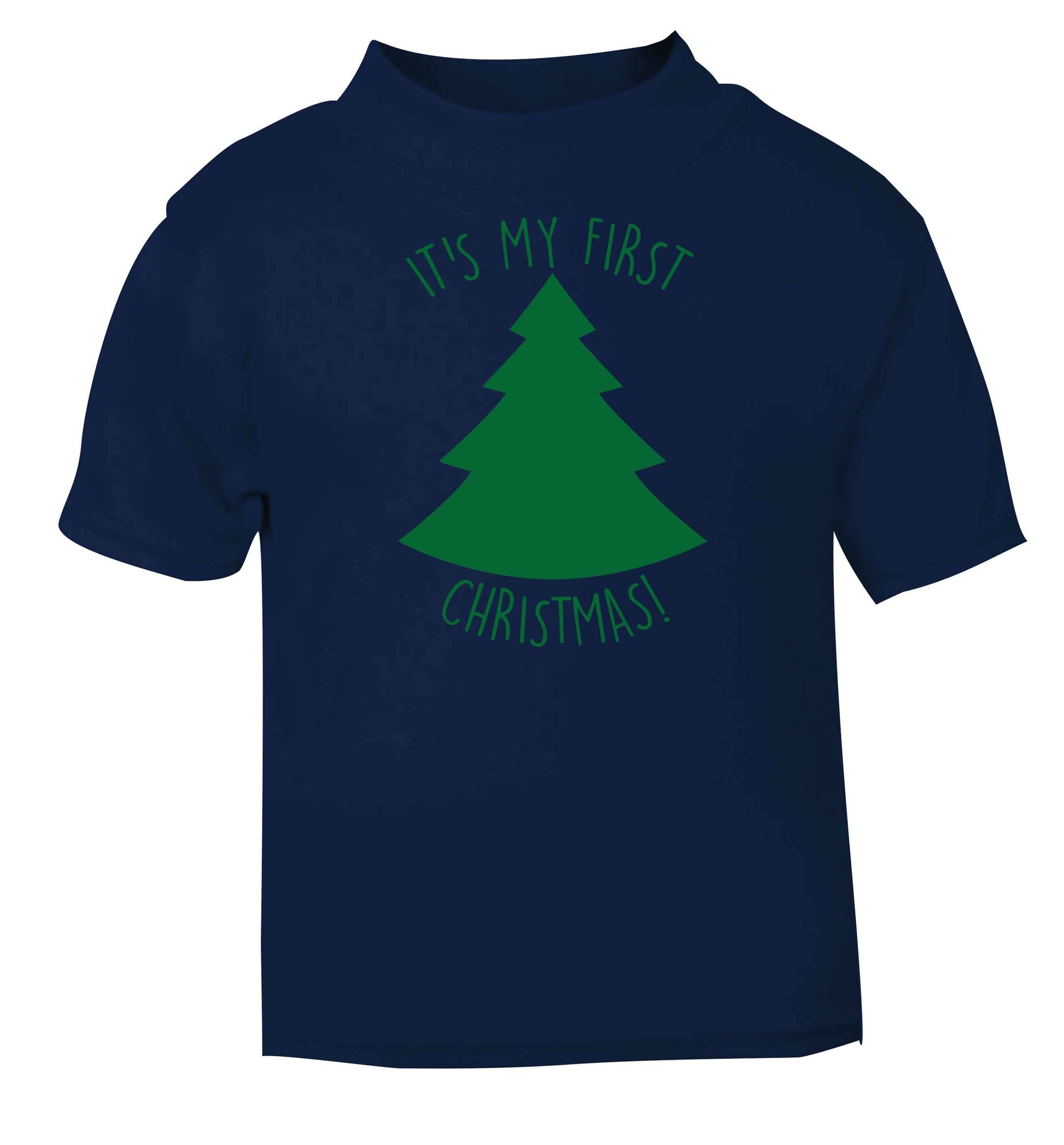 It's my first Christmas - tree navy baby toddler Tshirt 2 Years