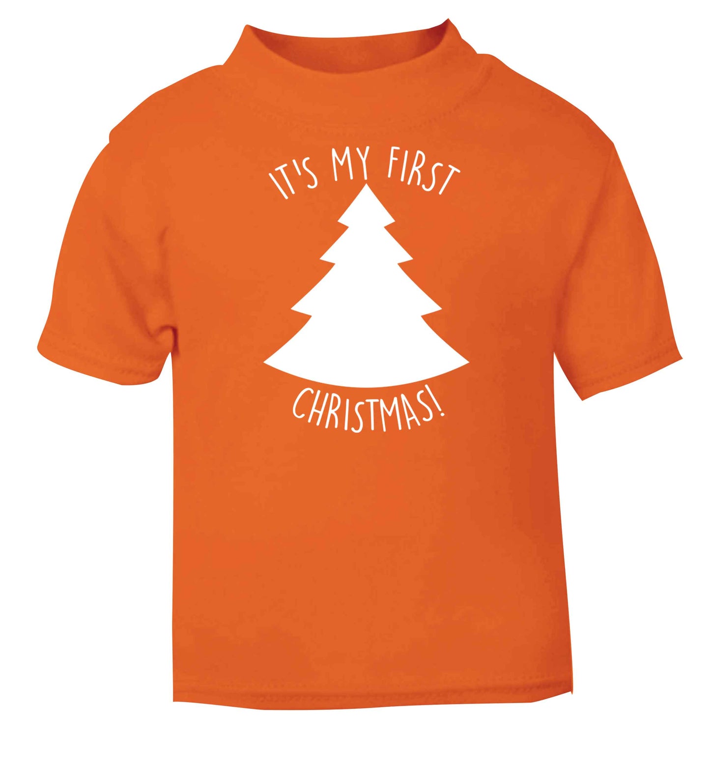 It's my first Christmas - tree orange baby toddler Tshirt 2 Years