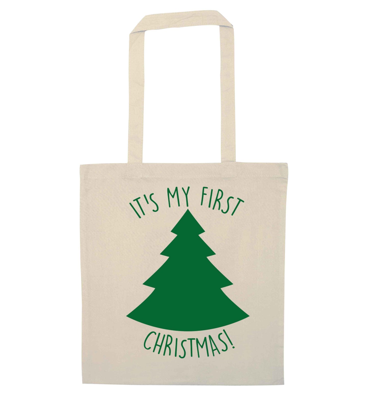 It's my first Christmas - tree natural tote bag